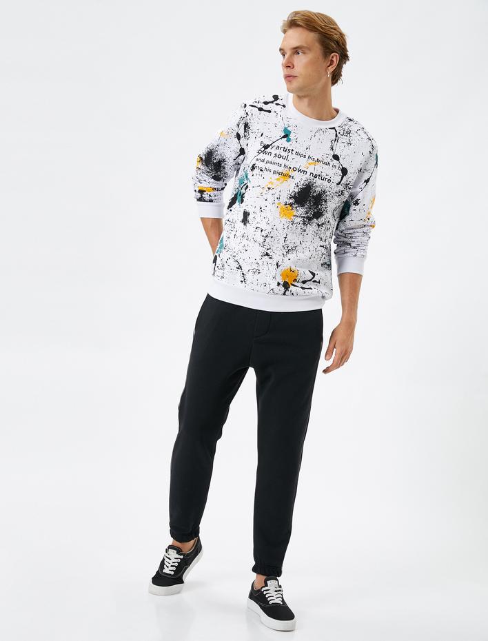  Jogger Eşofman Altı Şerit Detaylı Beli Bağcıklı Cepli Şardonlu