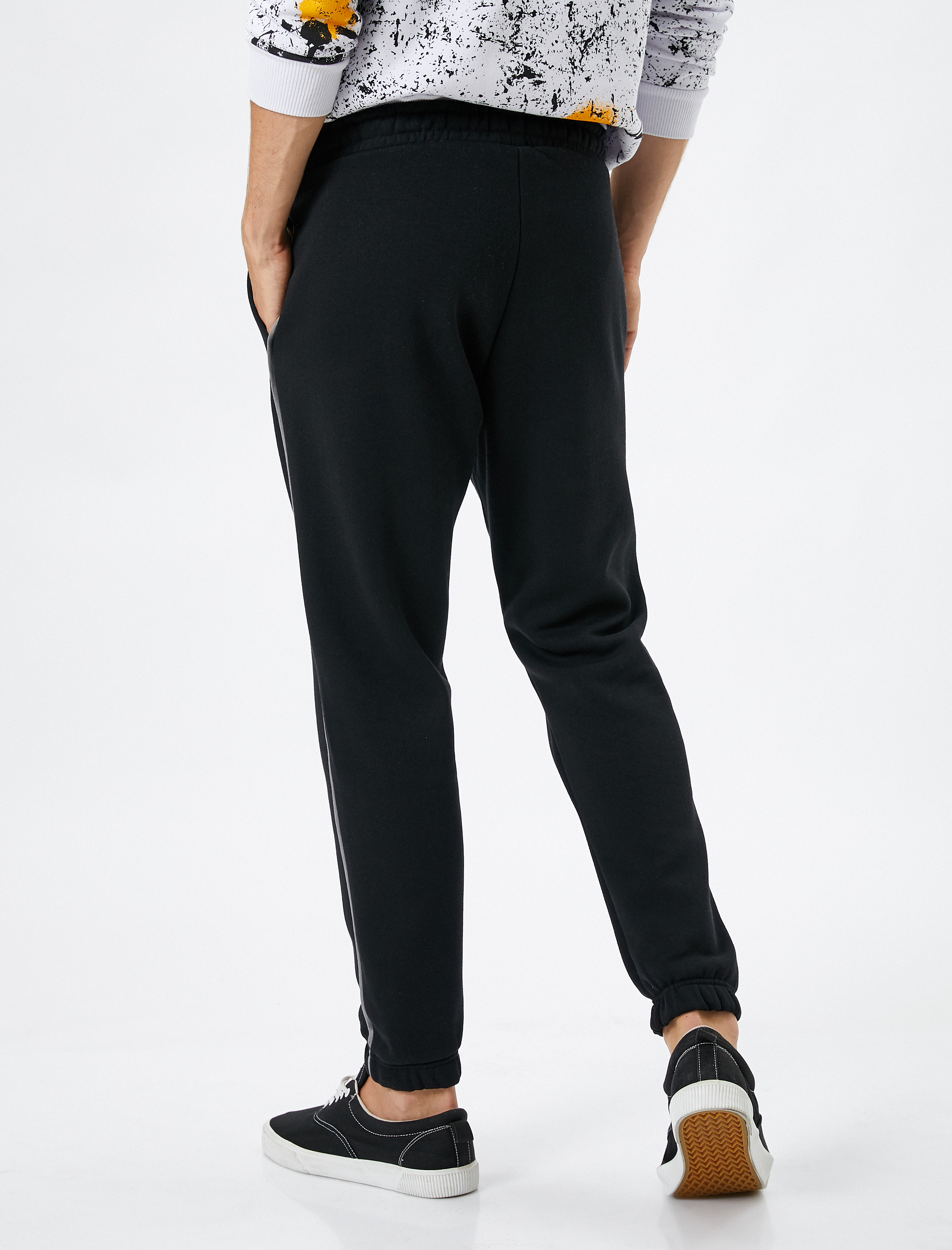   Jogger Eşofman Altı Şerit Detaylı Beli Bağcıklı Cepli Şardonlu