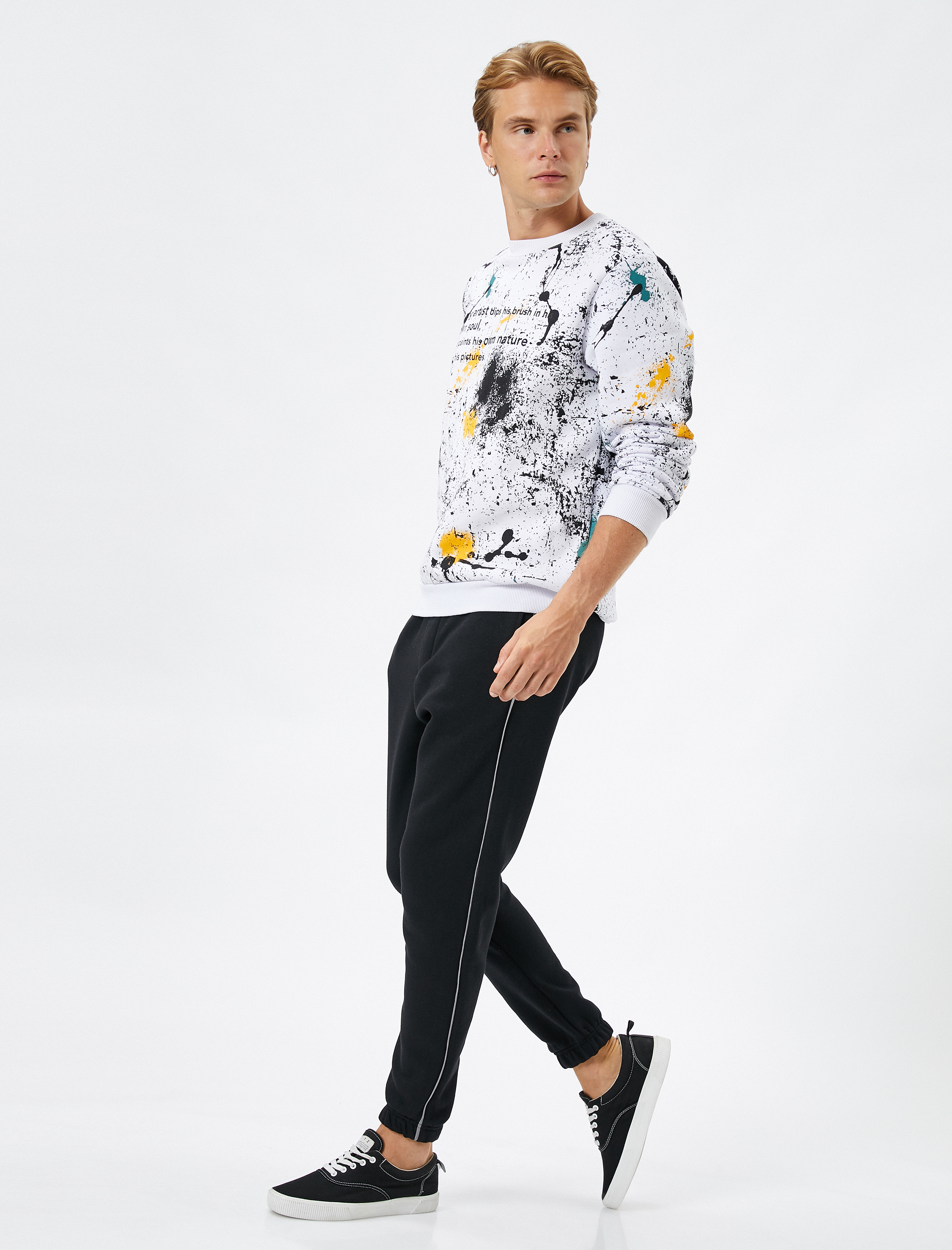   Jogger Eşofman Altı Şerit Detaylı Beli Bağcıklı Cepli Şardonlu