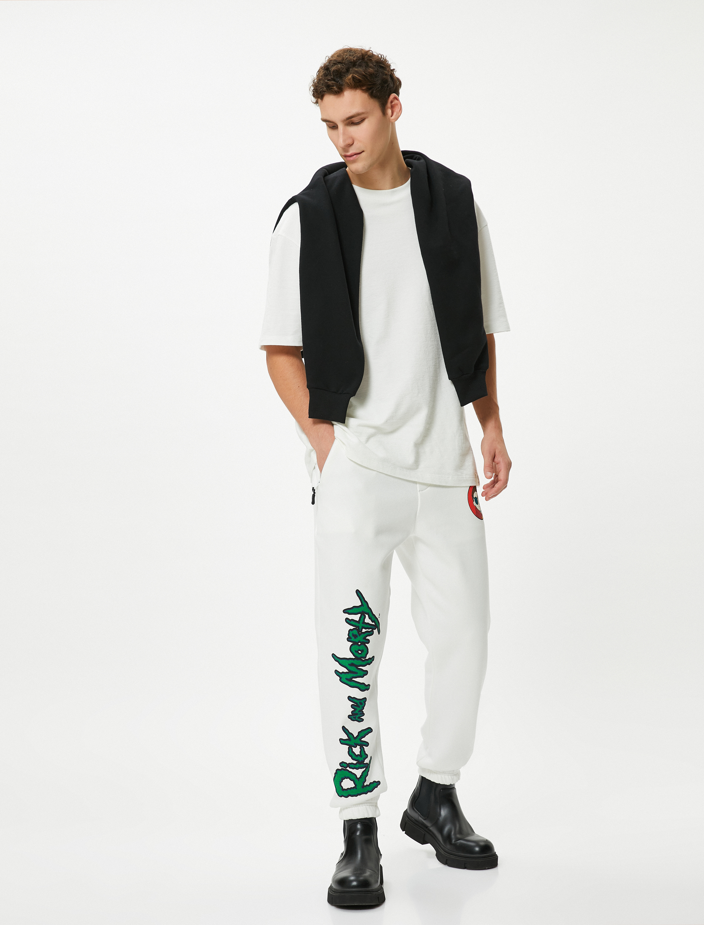 Rick and Morty Eşofman Altı Lisanslı Baskılı Beli Bağcıklı Şardonlu