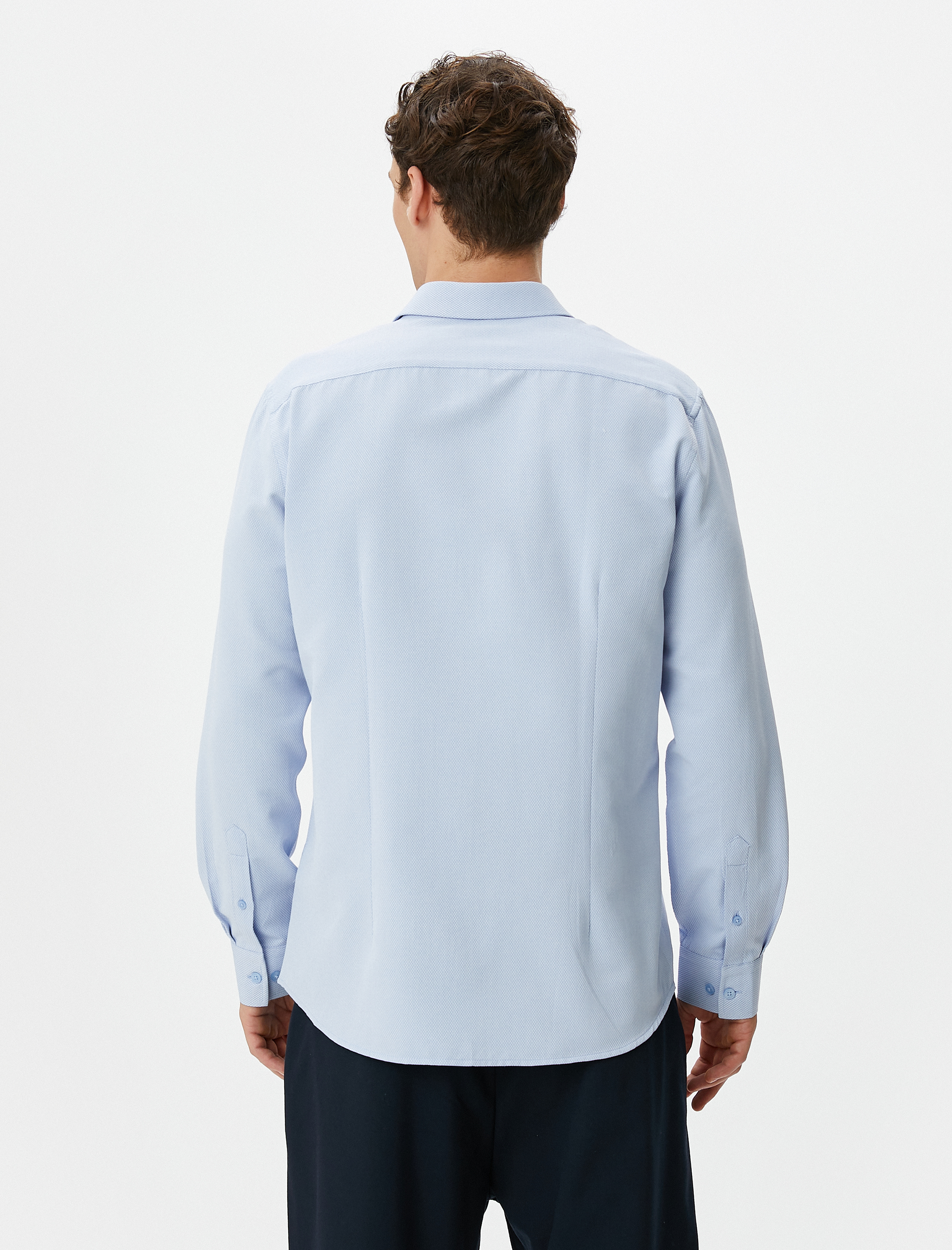   Klasik Gömlek Yarım İtalyan Yaka Uzun Kollu Düğmeli Regular Fit