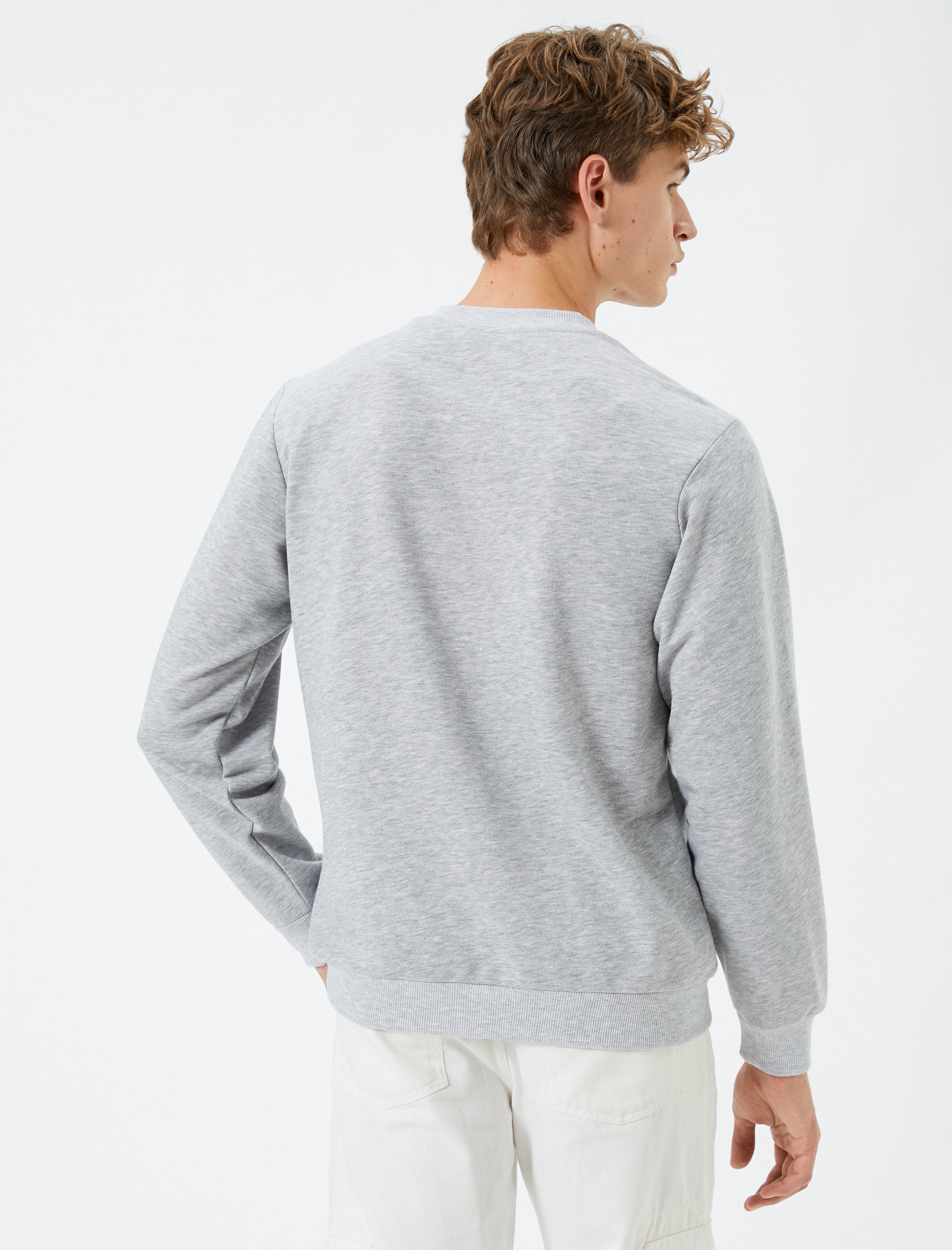   Kolej Sweatshirt Slogan Baskılı Bisiklet Yaka Uzun Kollu