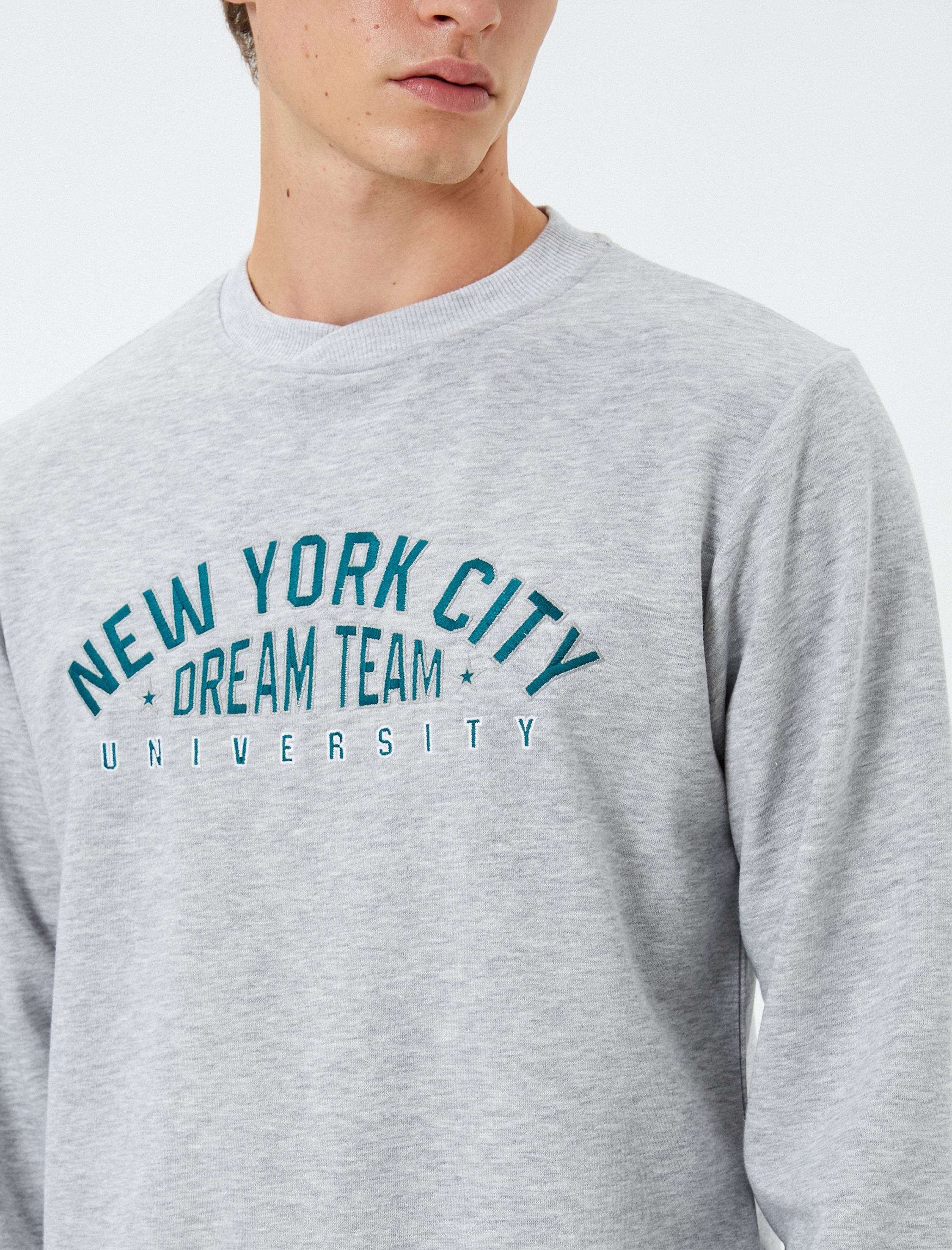   Kolej Sweatshirt Slogan Baskılı Bisiklet Yaka Uzun Kollu