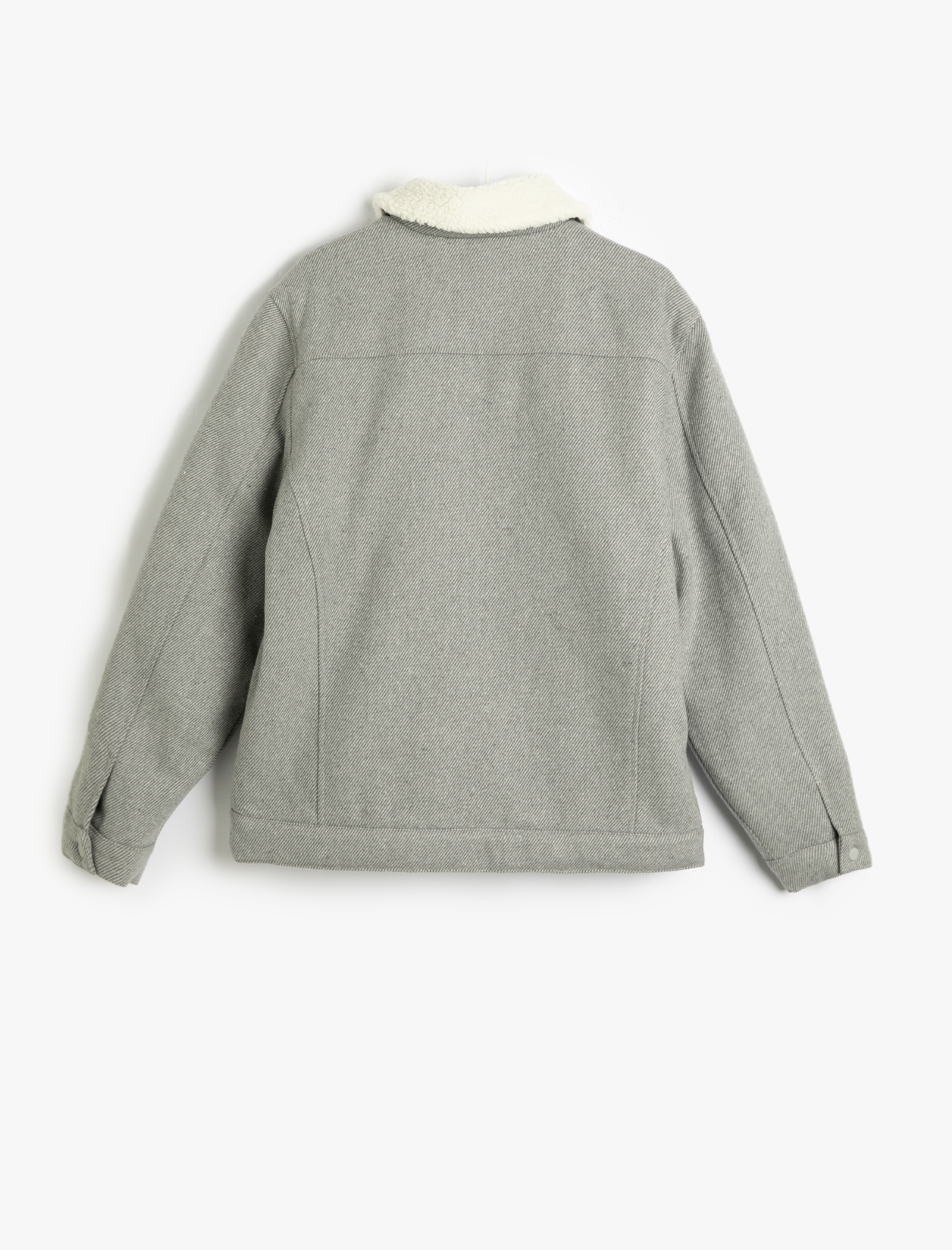   Klasik Yaka Ceket İçi Peluş Fermuarlı Kapaklı Cepli