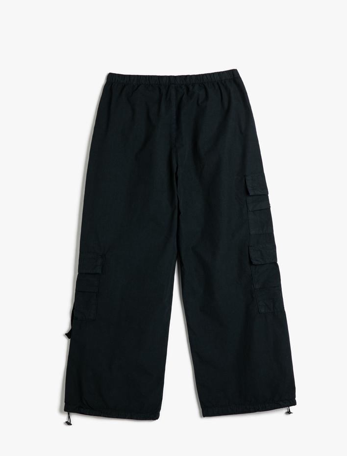  Paraşüt Pantolon Oversize Kısa Paça Stoperli Cepli Pamuklu