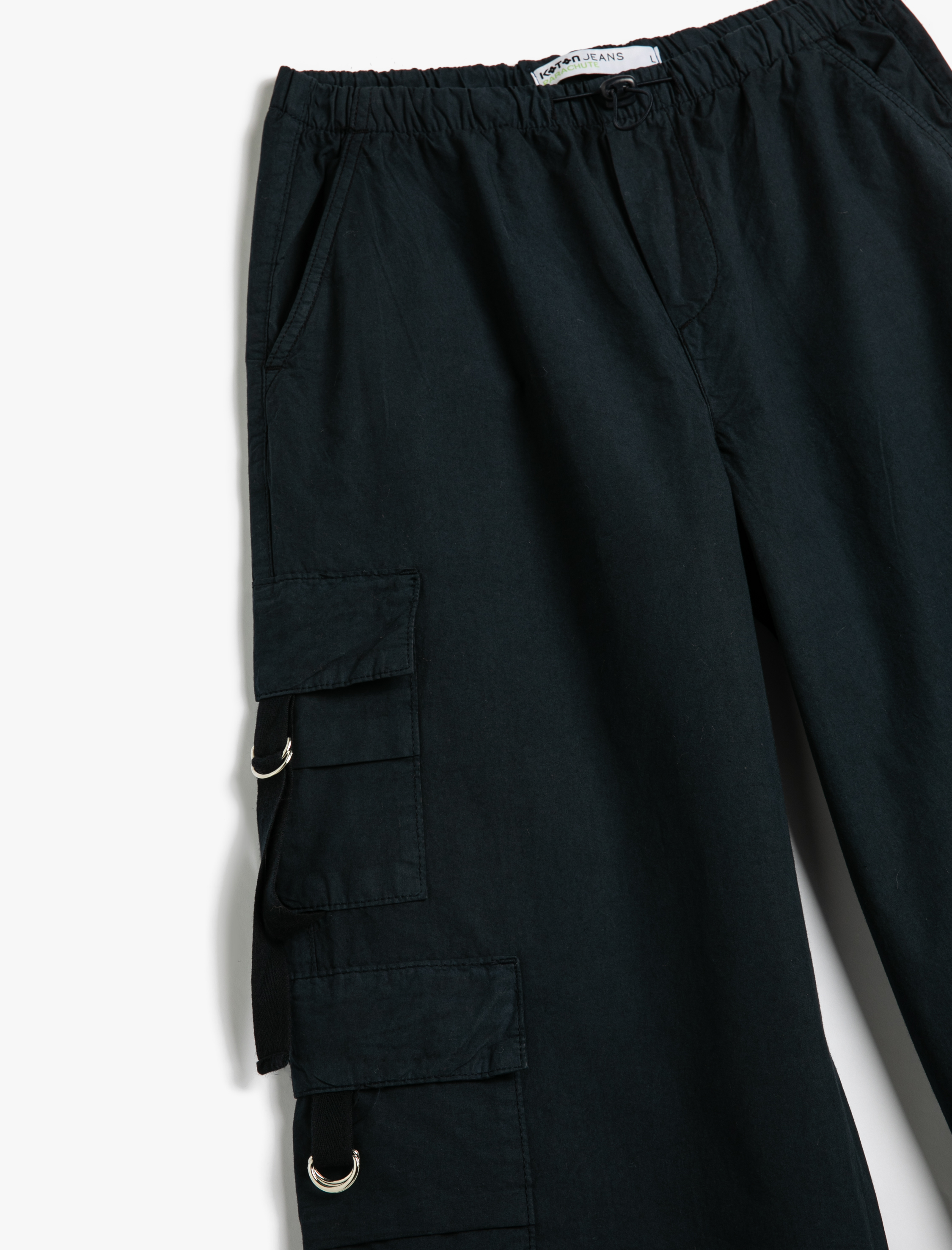   Paraşüt Pantolon Oversize Kısa Paça Stoperli Cepli Pamuklu