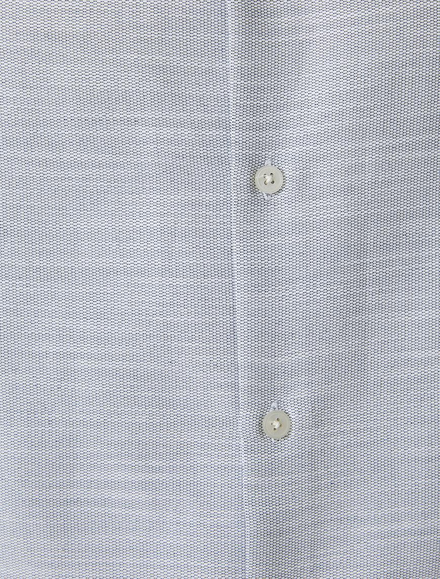   Klasik Gömlek Slim Fit Yarım İtalyan Yaka Düğmeli Uzun Kollu