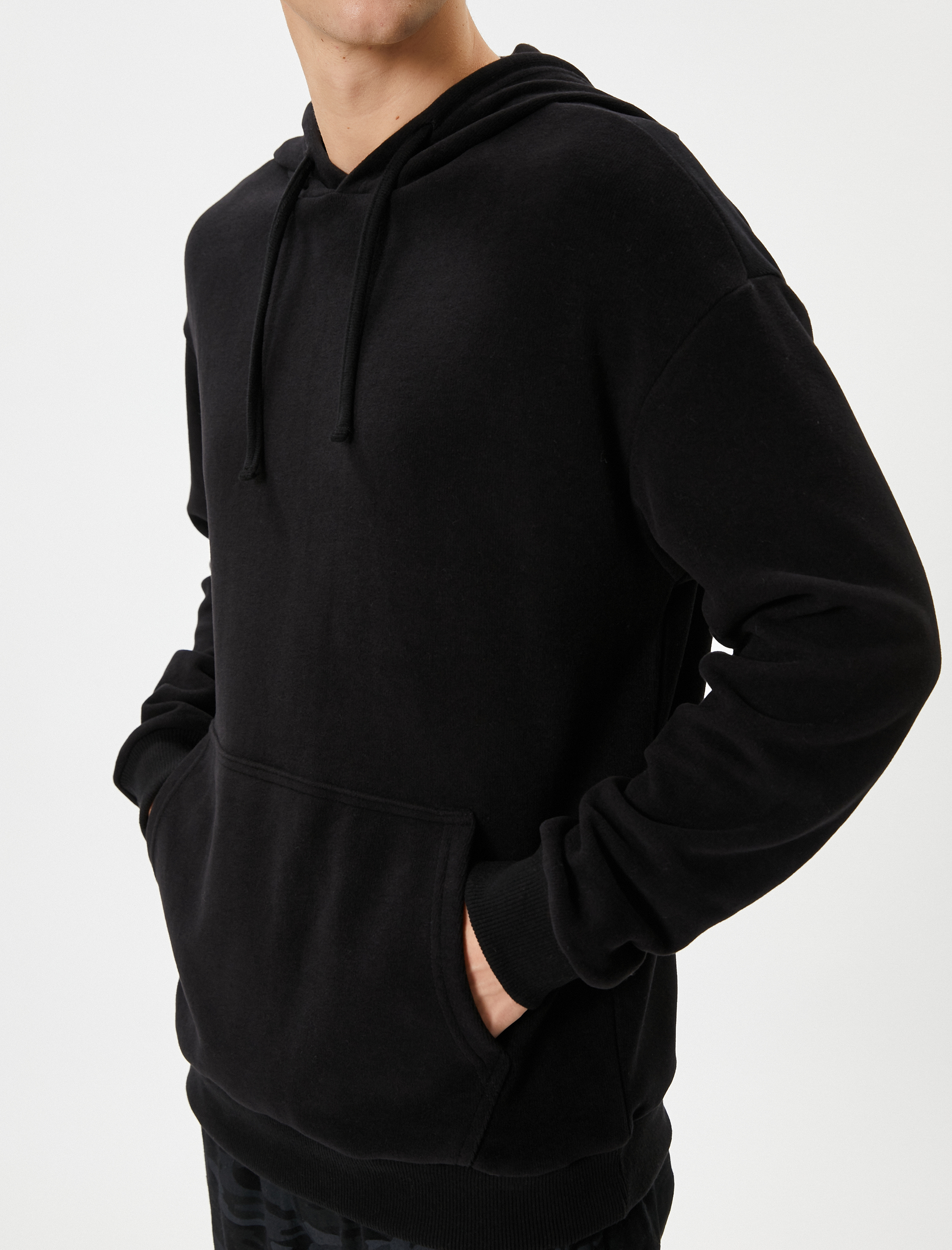   Basic Hoodie Kanguru Cepli Rahat Kesim Uzun Kollu