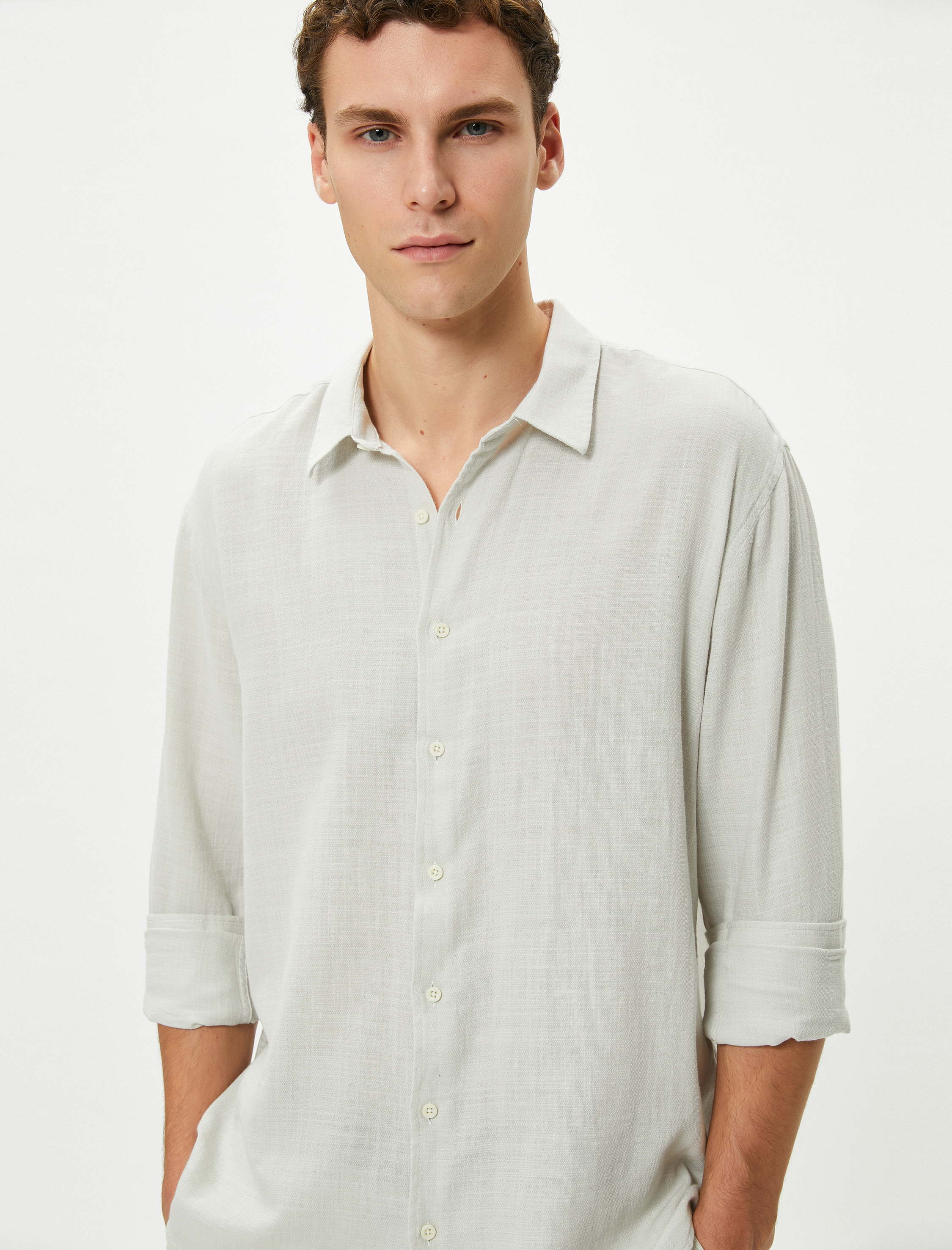   İtalyan Yaka Gömlek Uzun Kollu Pamuklu Regular Fit