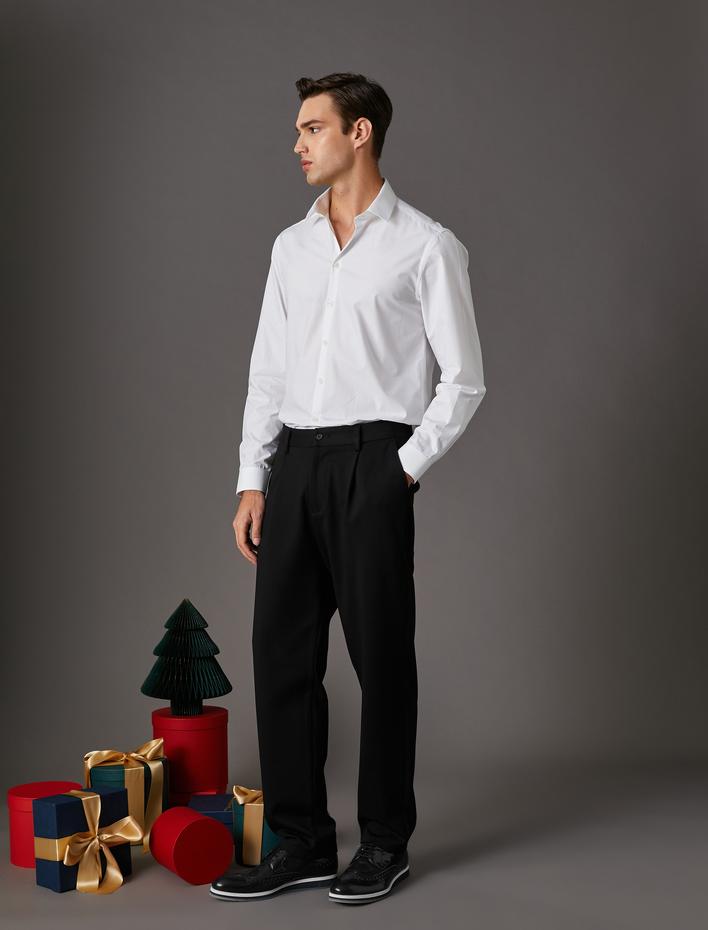  Klasik Gömlek Slim Fit Uzun Kollu Düğmeli