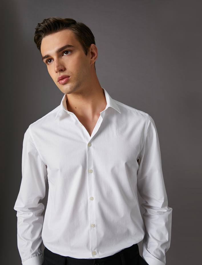  Klasik Gömlek Slim Fit Uzun Kollu Düğmeli