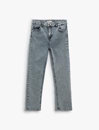 Kot Pantolon Ayarlanabilir Lastikli Pamuklu  - Slim Jean
