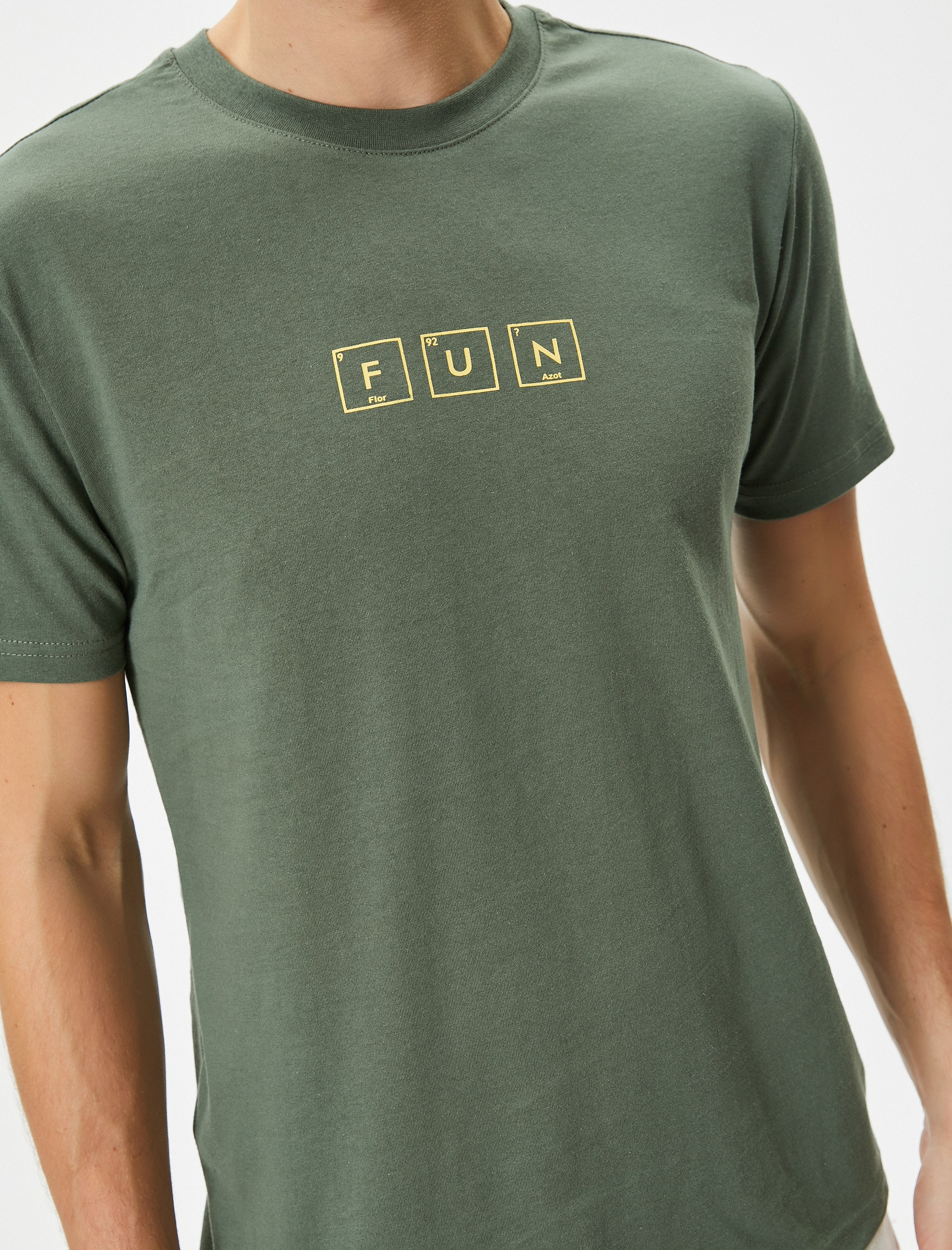   Slogan Baskılı Tişört Slim Fit Bisiklet Yaka Kısa Kollu