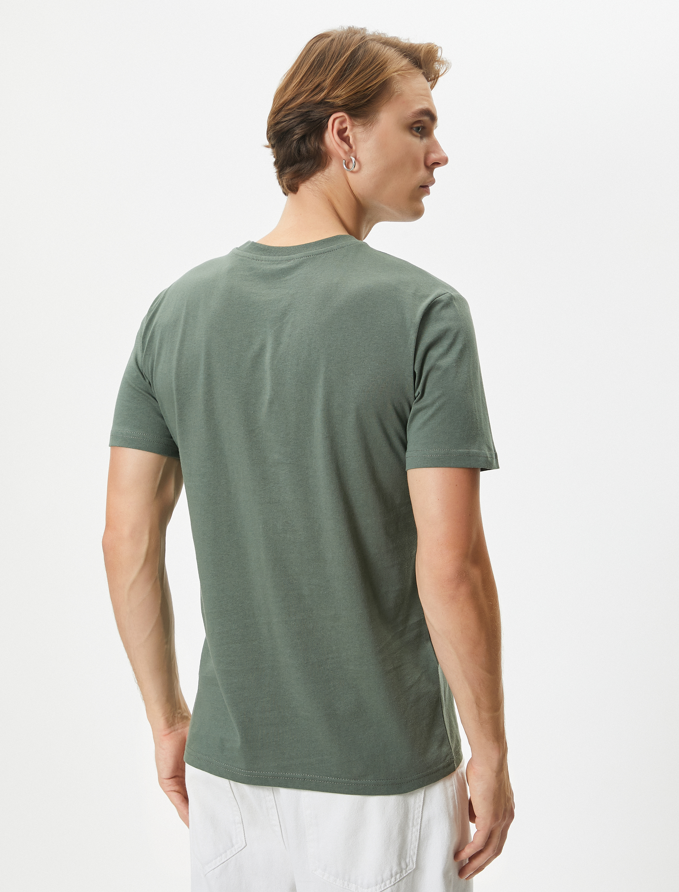   Slogan Baskılı Tişört Slim Fit Bisiklet Yaka Kısa Kollu