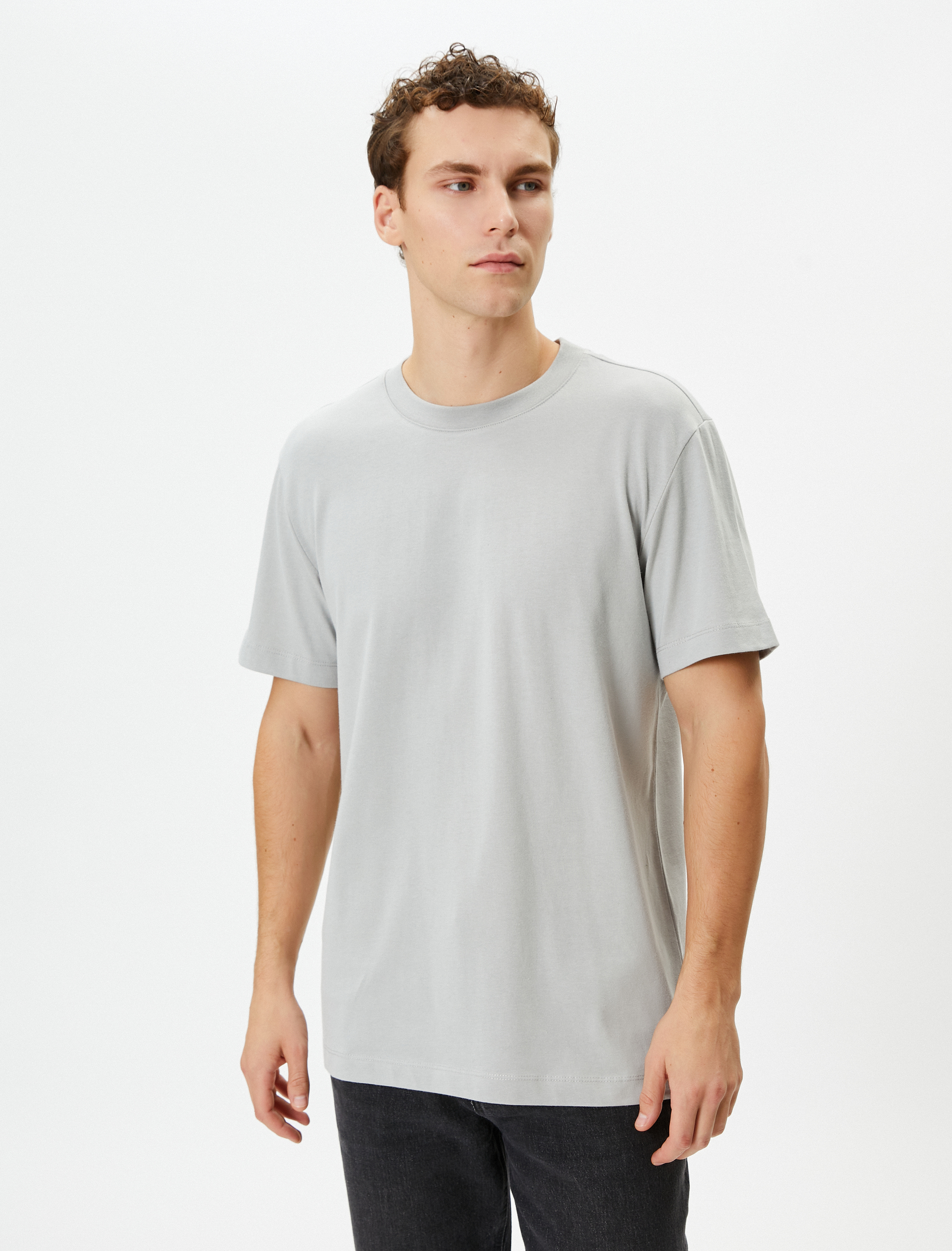   Basic Tişört Bisiklet Yaka Kısa Kollu Pamuklu