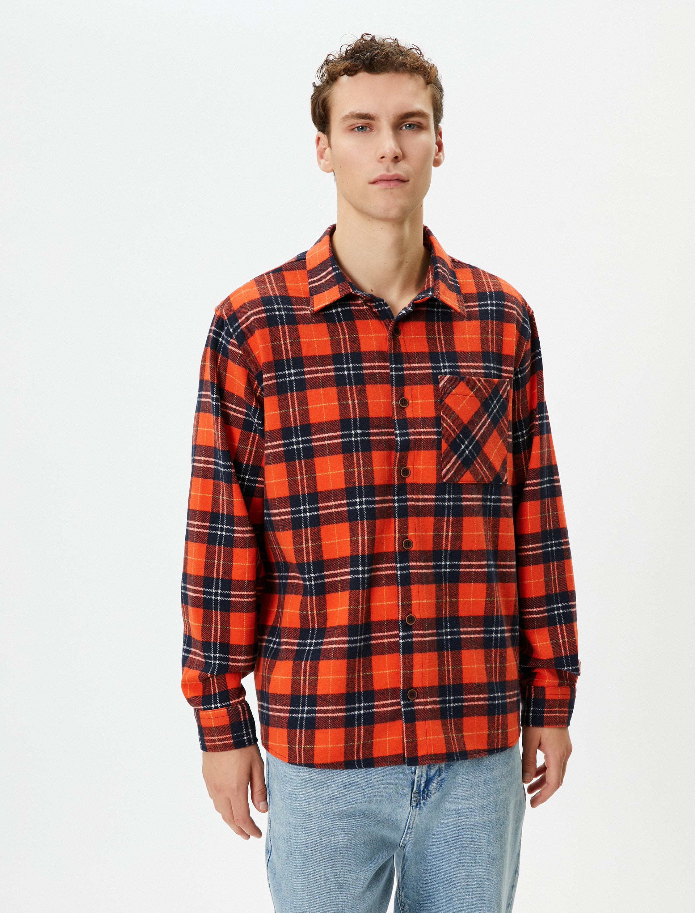   Oduncu Gömleği Cep Detaylı Düğmeli Klasik Yaka