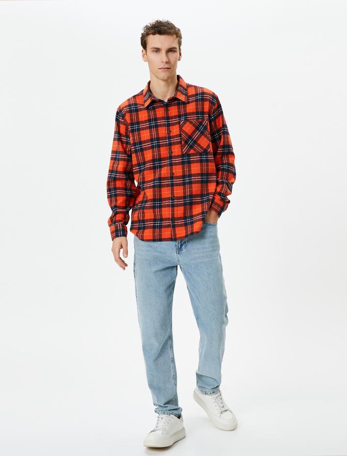  Oduncu Gömleği Cep Detaylı Düğmeli Klasik Yaka