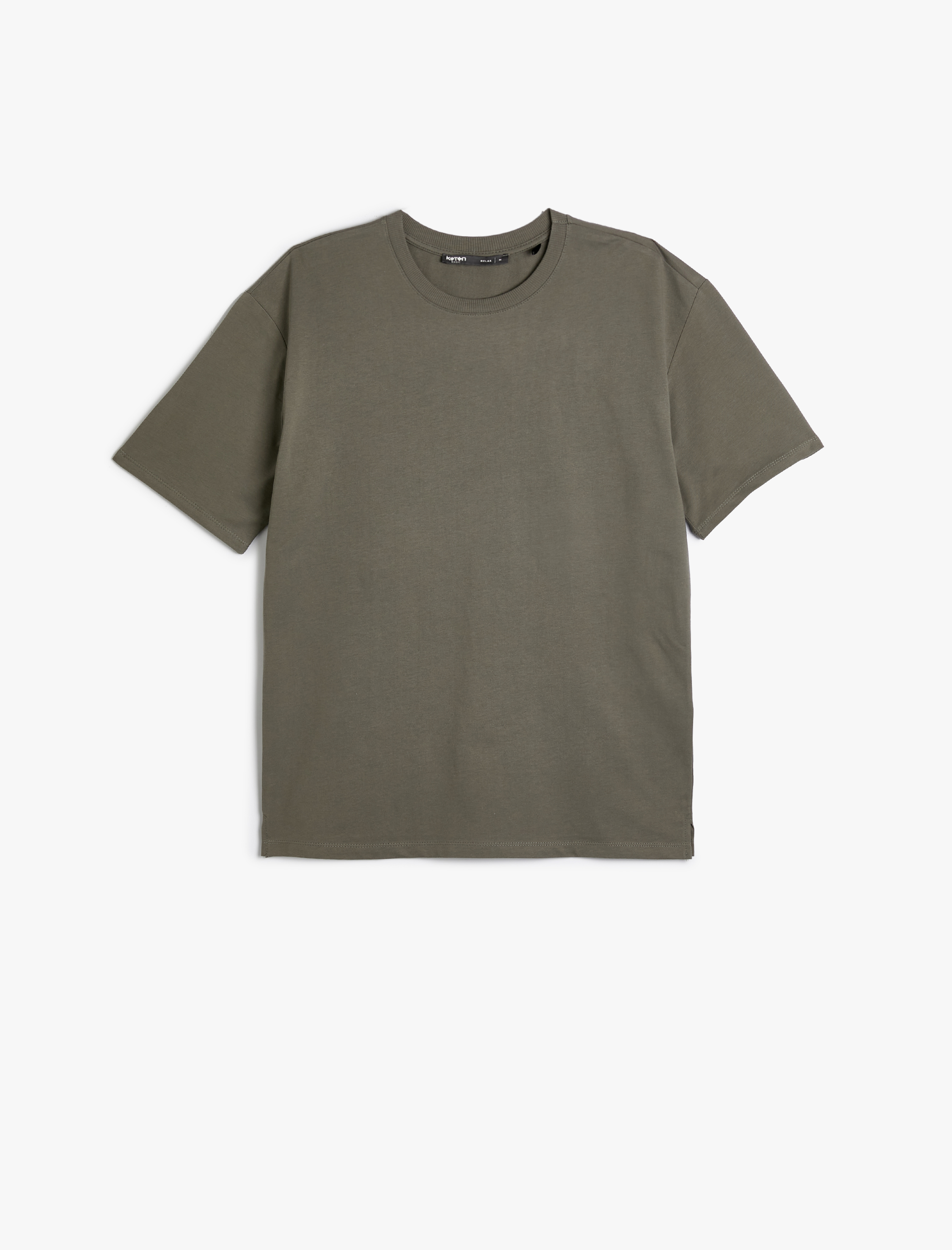   Basic Oversize Tişört Bisiklet Yaka Düşük Omuzlu Kısa Kollu Pamuklu