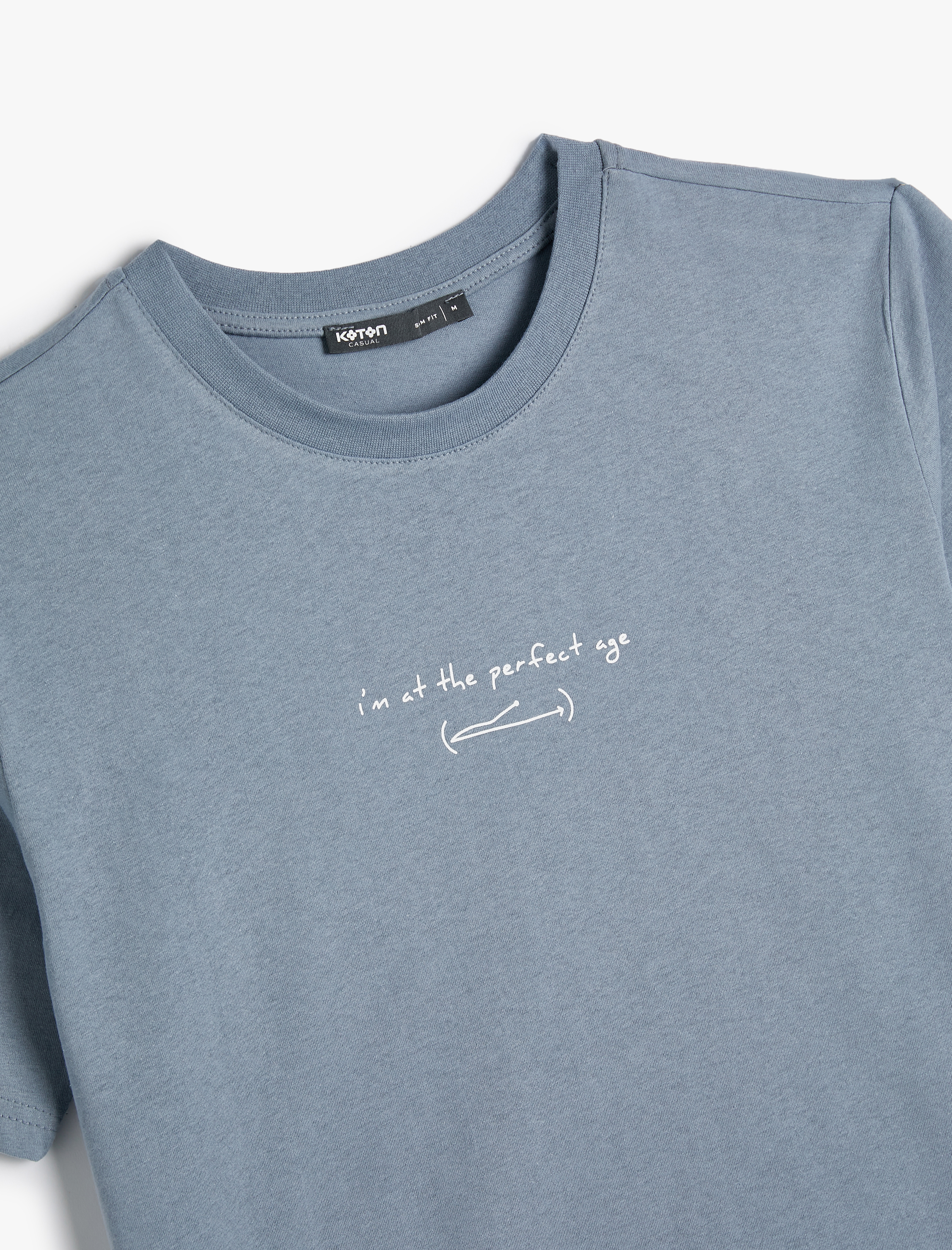   Slogan Baskılı Tişört Slim Fit Bisiklet Yaka Kısa Kollu Pamuklu