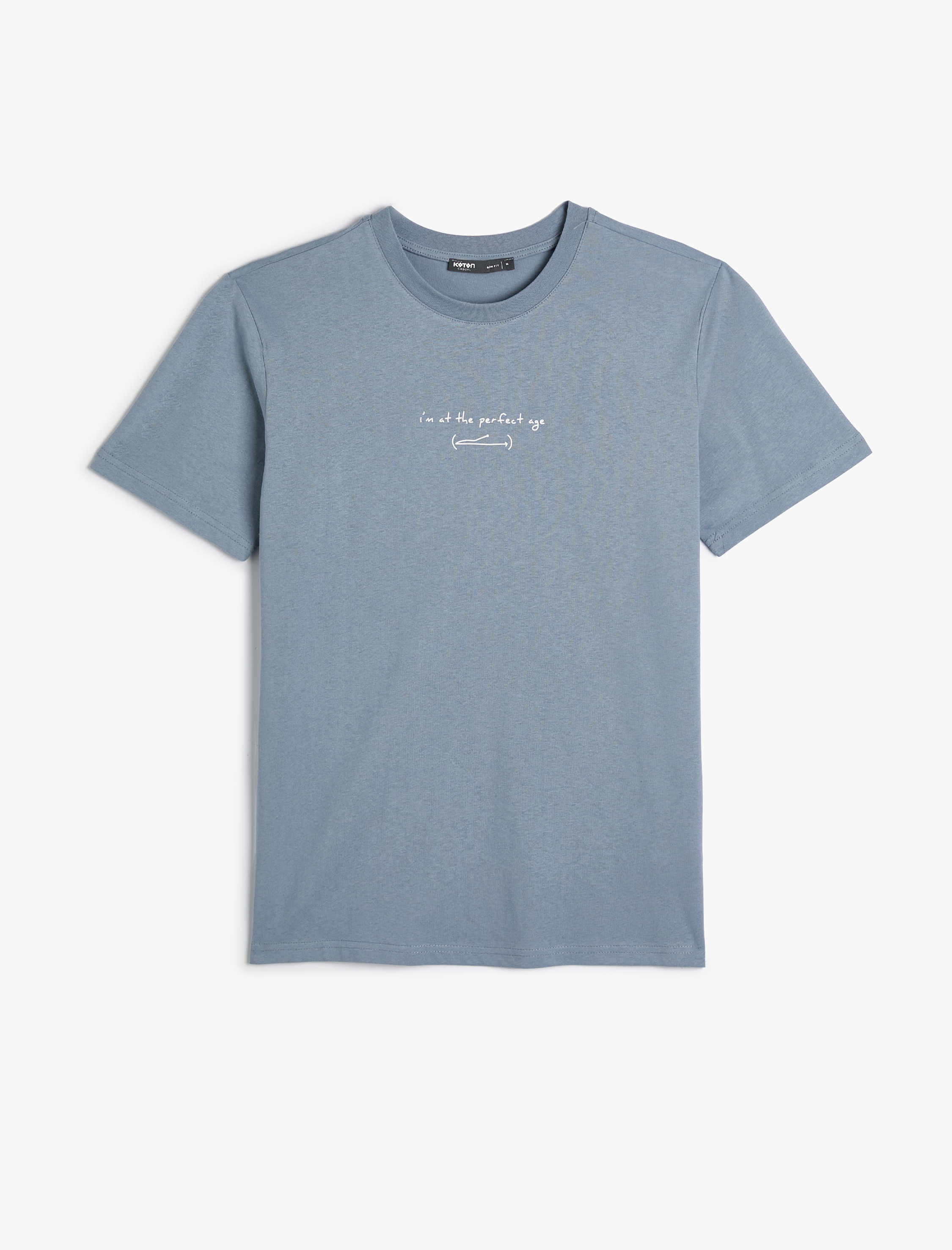   Slogan Baskılı Tişört Slim Fit Bisiklet Yaka Kısa Kollu Pamuklu