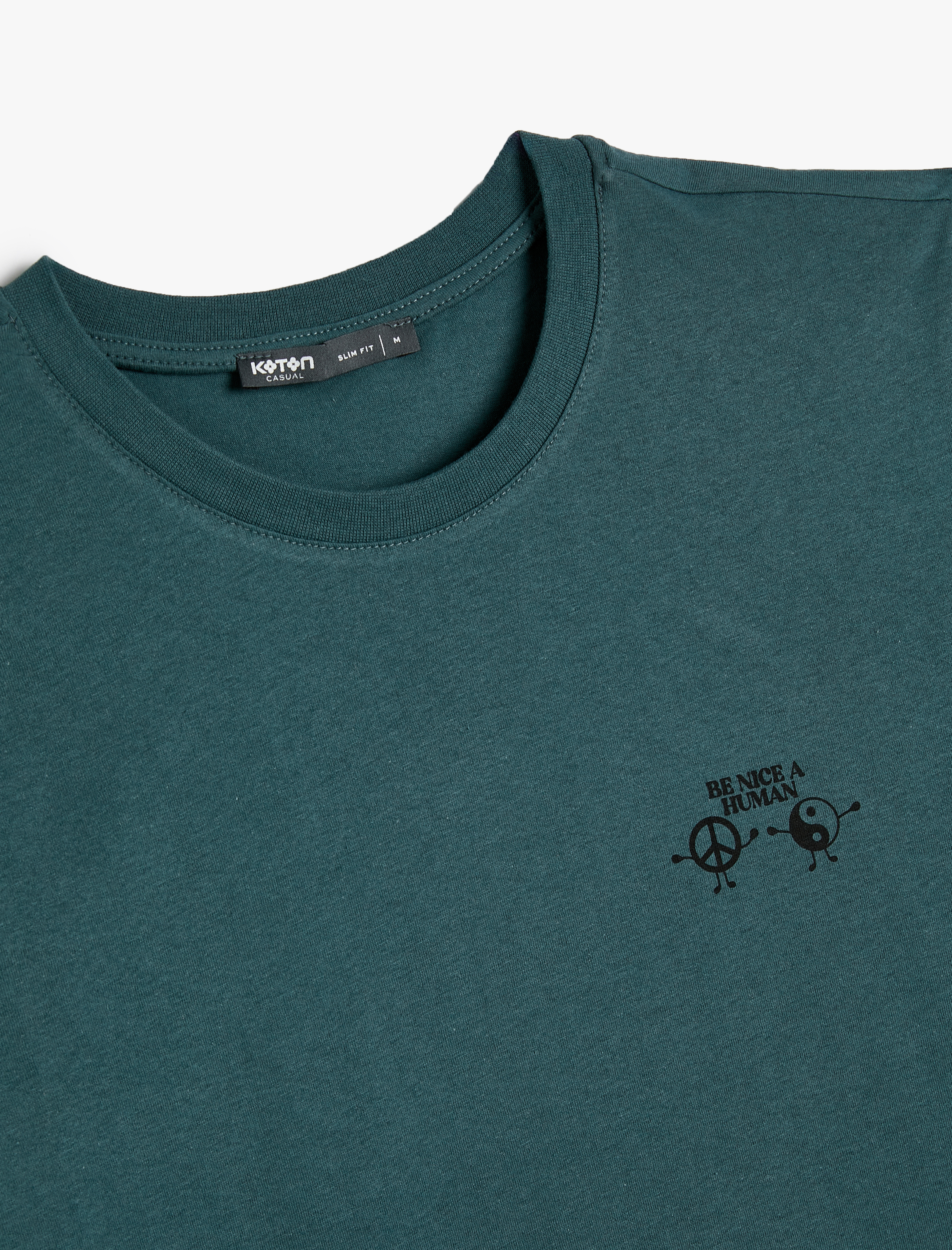   Slogan Baskılı Tişört Slim Fit Bisiklet Yaka Kısa Kollu Pamuklu