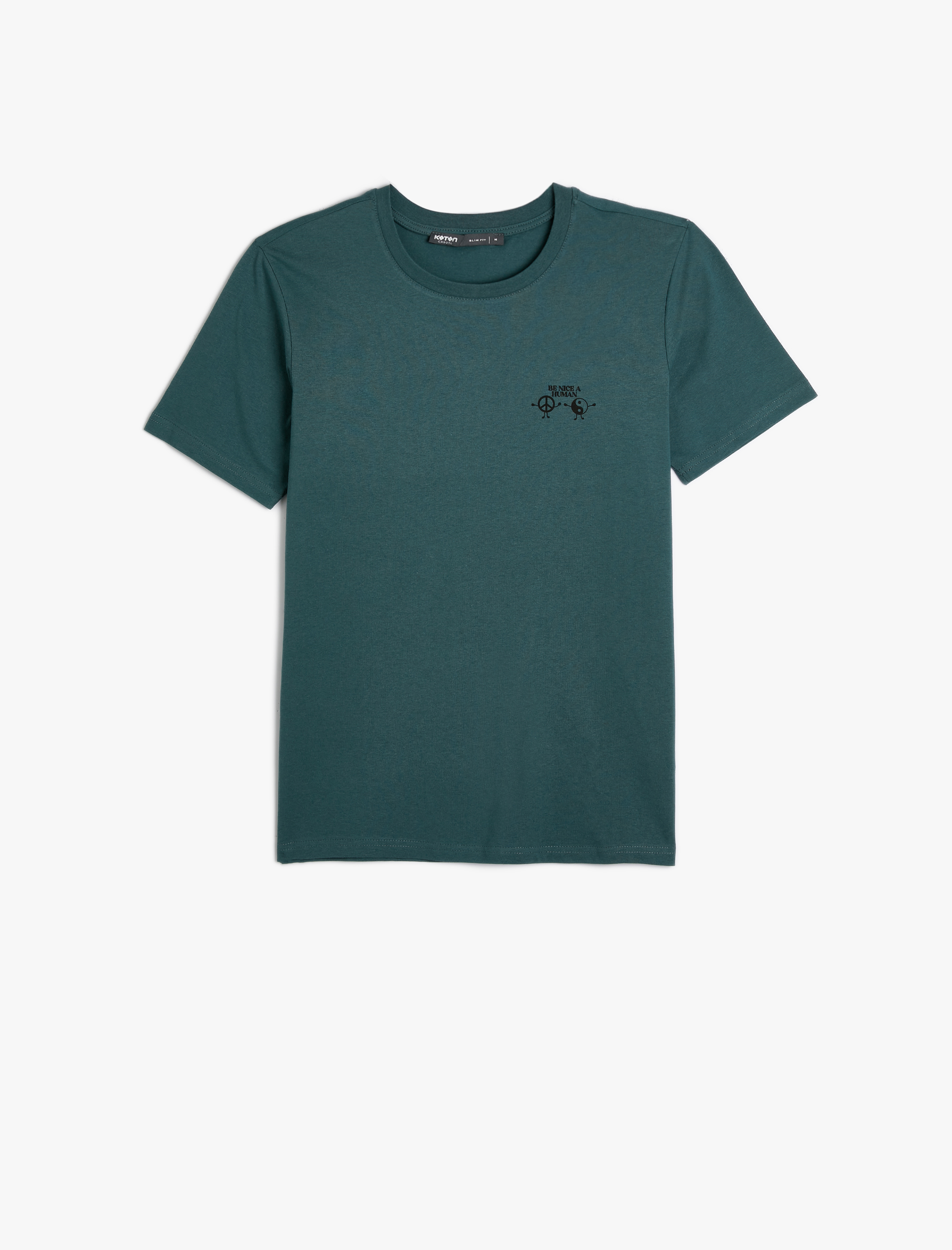   Slogan Baskılı Tişört Slim Fit Bisiklet Yaka Kısa Kollu Pamuklu