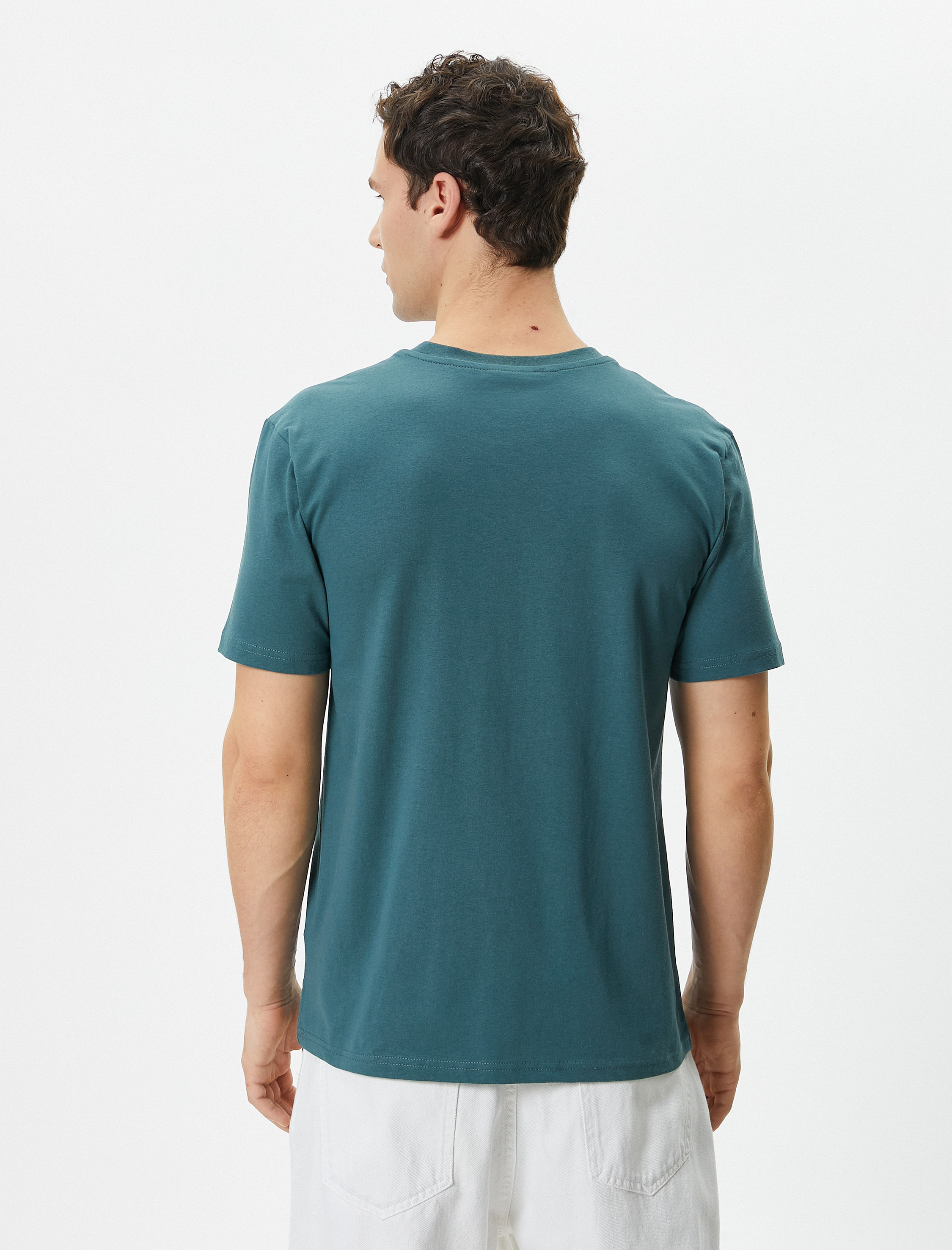   Slogan Baskılı Tişört Slim Fit Bisiklet Yaka Kısa Kollu Pamuklu