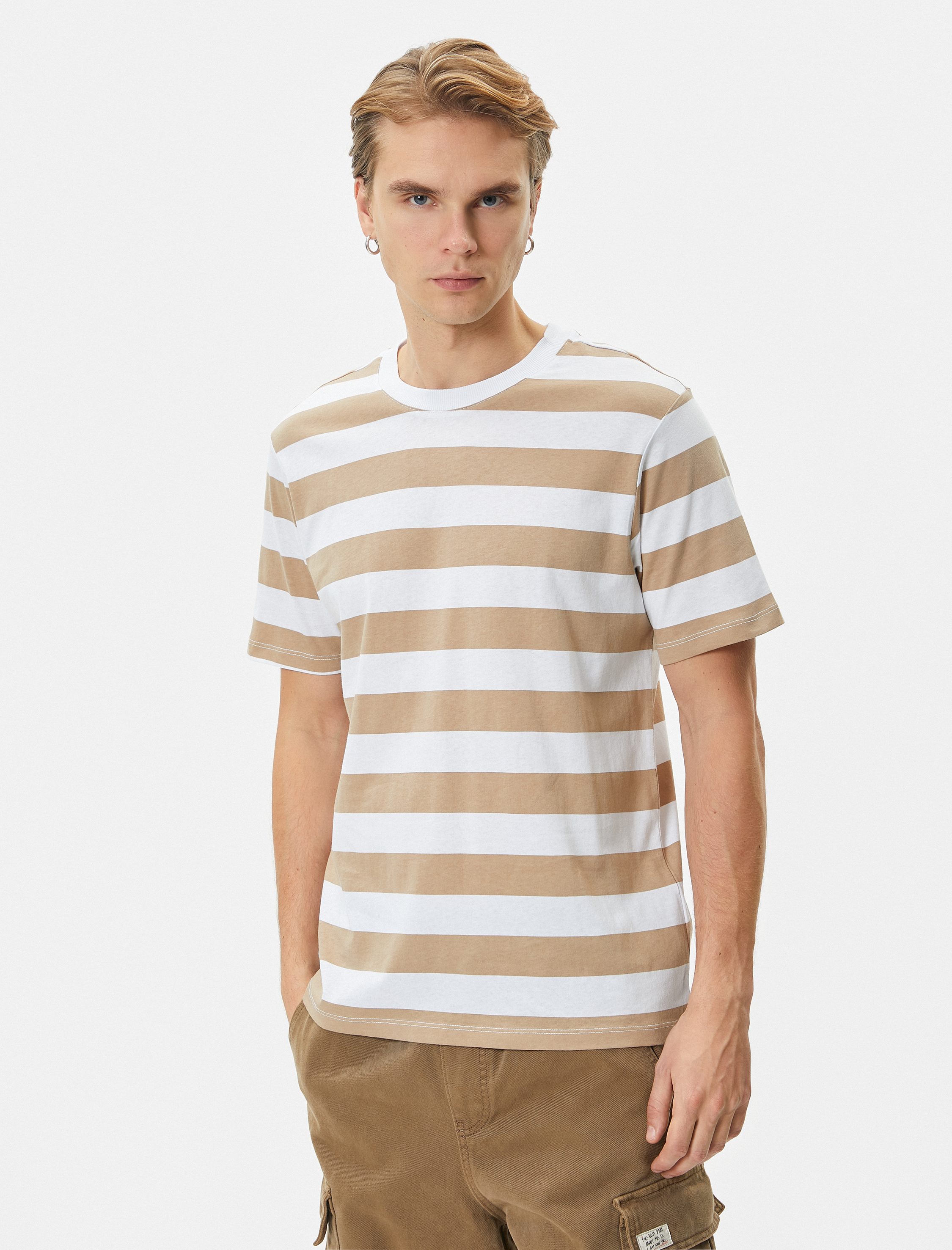   Bisiklet Yaka Tişört Kısa Kollu Pamuklu