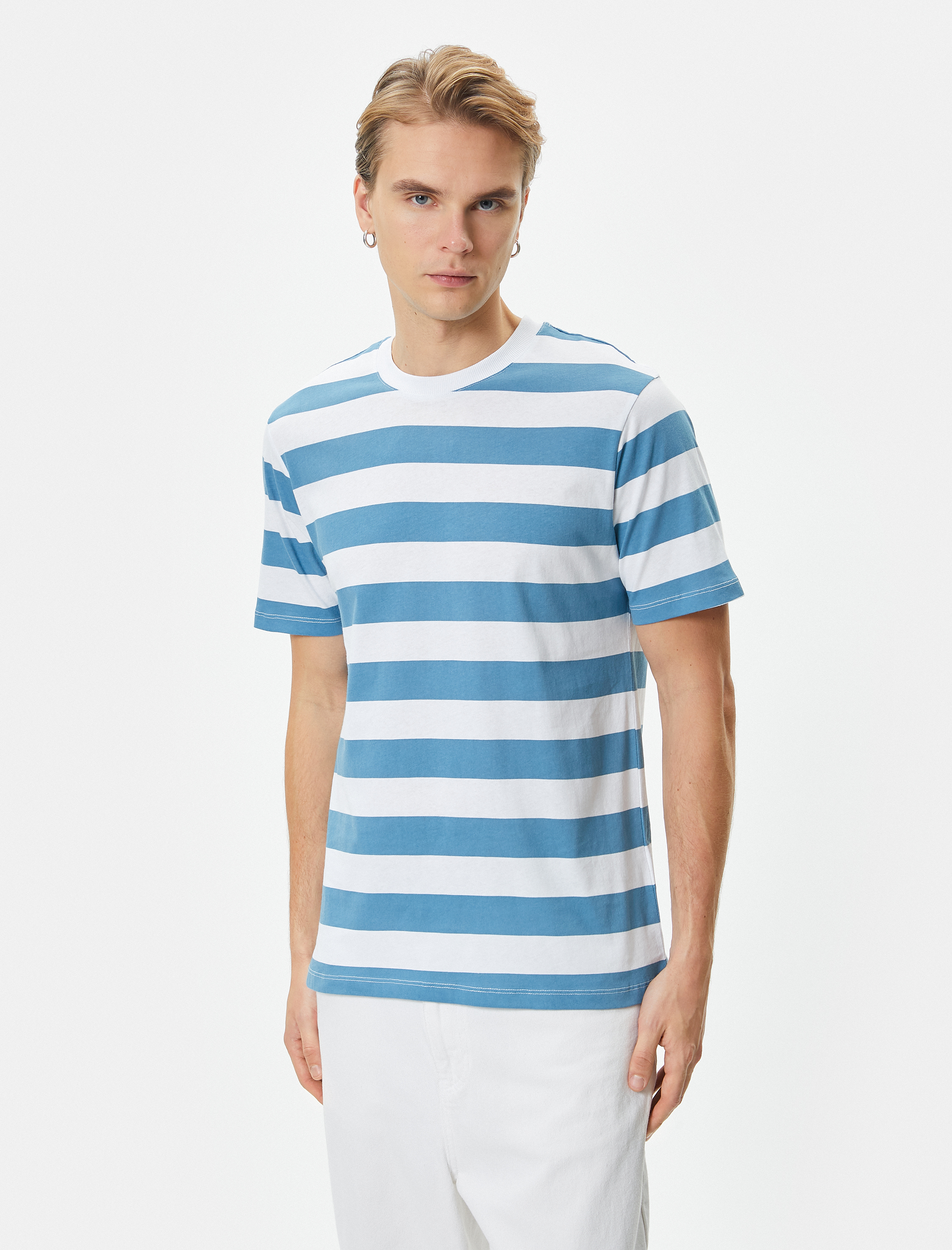   Bisiklet Yaka Tişört Kısa Kollu Pamuklu