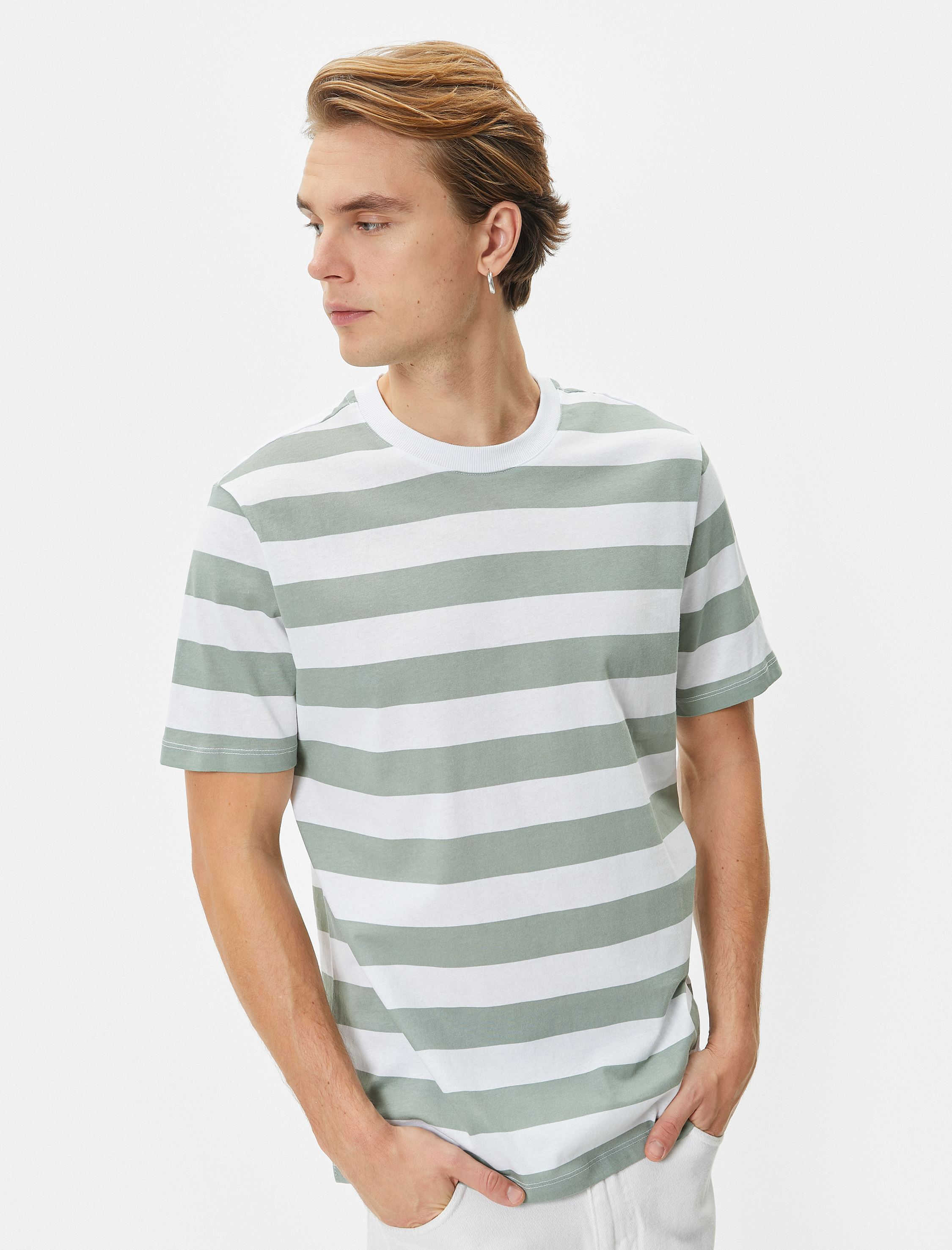   Bisiklet Yaka Tişört Kısa Kollu Pamuklu