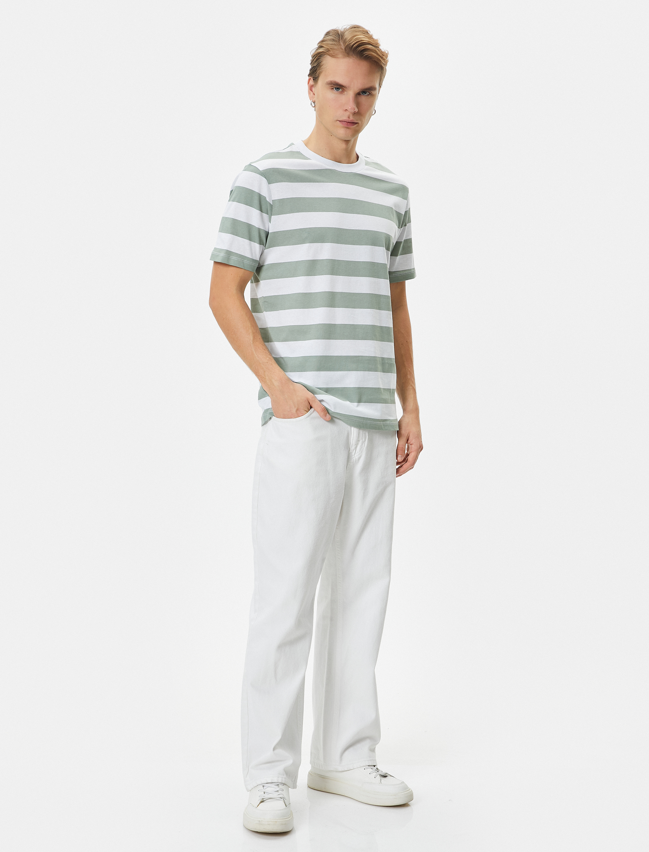   Bisiklet Yaka Tişört Kısa Kollu Pamuklu