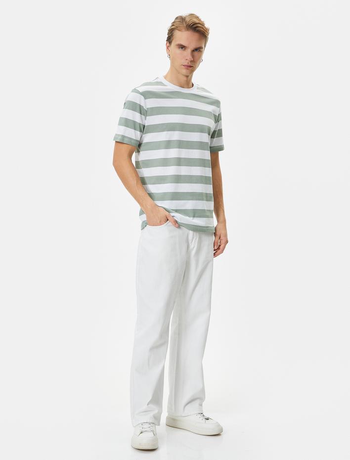  Bisiklet Yaka Tişört Kısa Kollu Pamuklu