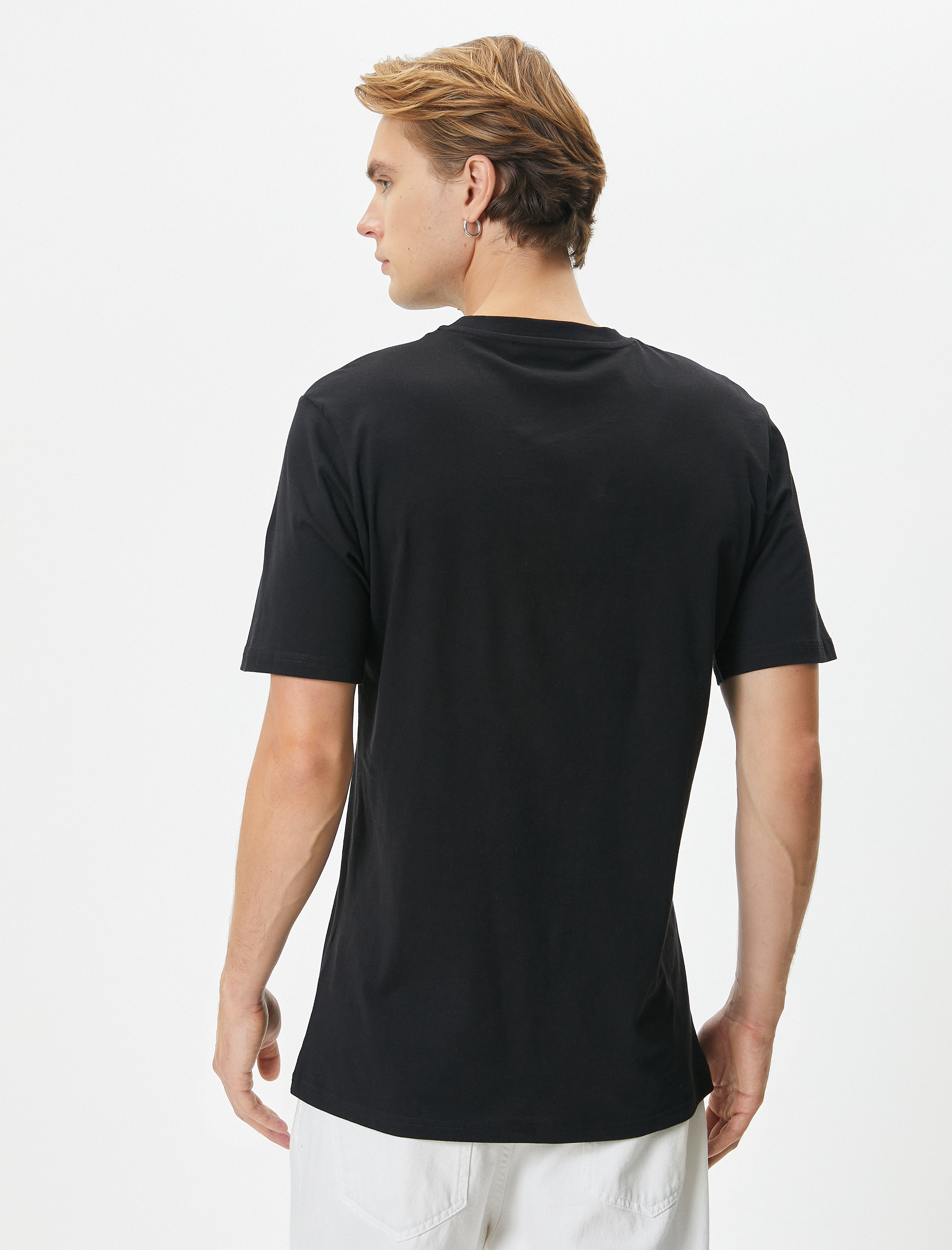   Slogan Baskılı Tişört Bisiklet Yaka Kısa Kollu Pamuklu