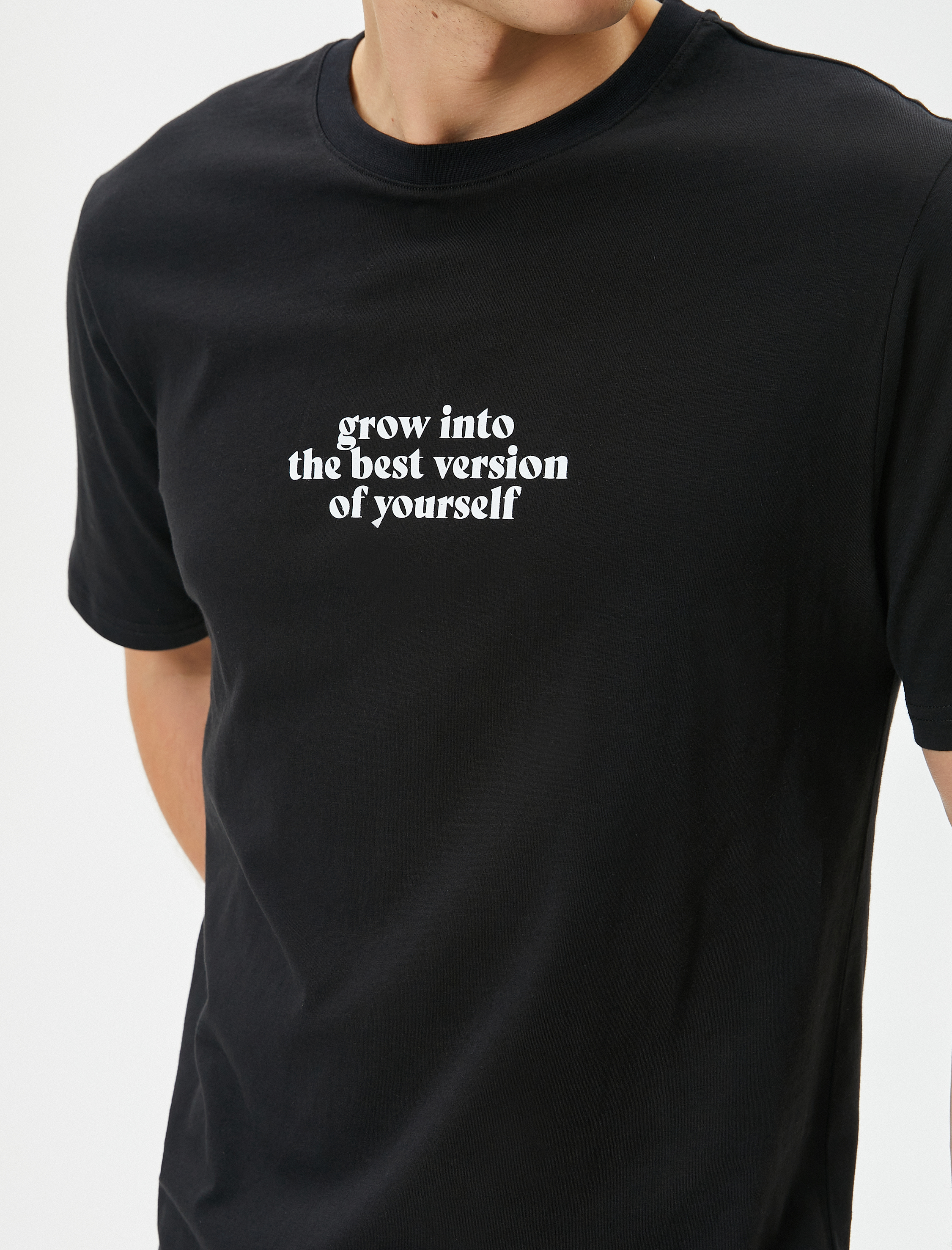   Slogan Baskılı Tişört Bisiklet Yaka Kısa Kollu Pamuklu