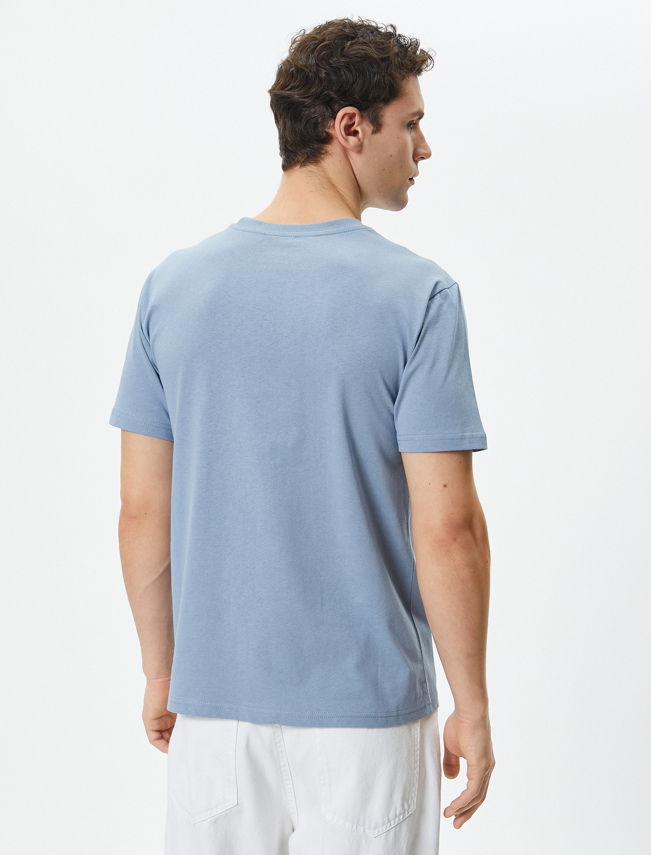   Slogan Baskılı Tişört Slim Fit Bisiklet Yaka Kısa Kollu Pamuklu