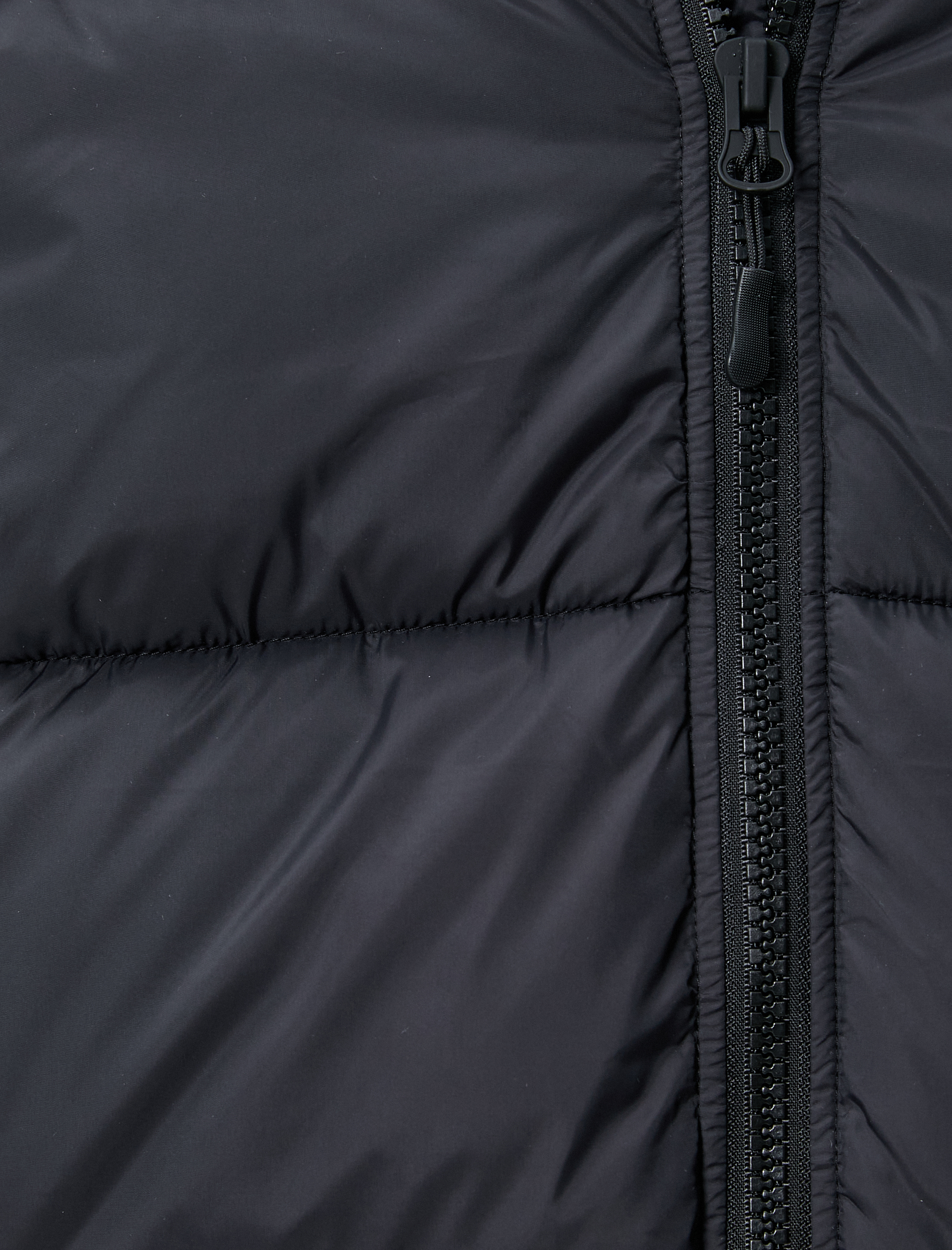   Şişme Mont Dik Yaka Fermuarlı Etiket Baskılı Cep Detaylı