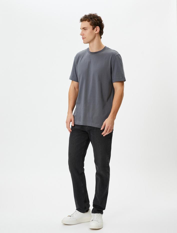  Basic Tişört Bisiklet Yaka Kısa Kollu Pamuklu