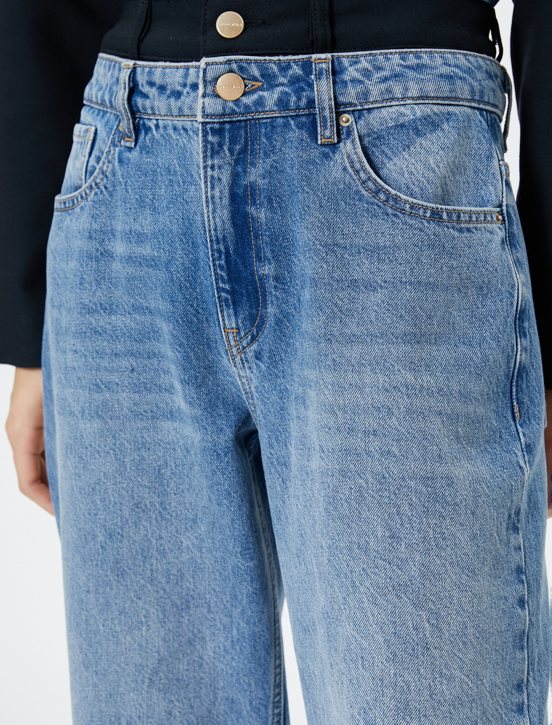   Straight Jean Kot Pantolon Yüksek Bel Düz Paça  - Eve Jeans