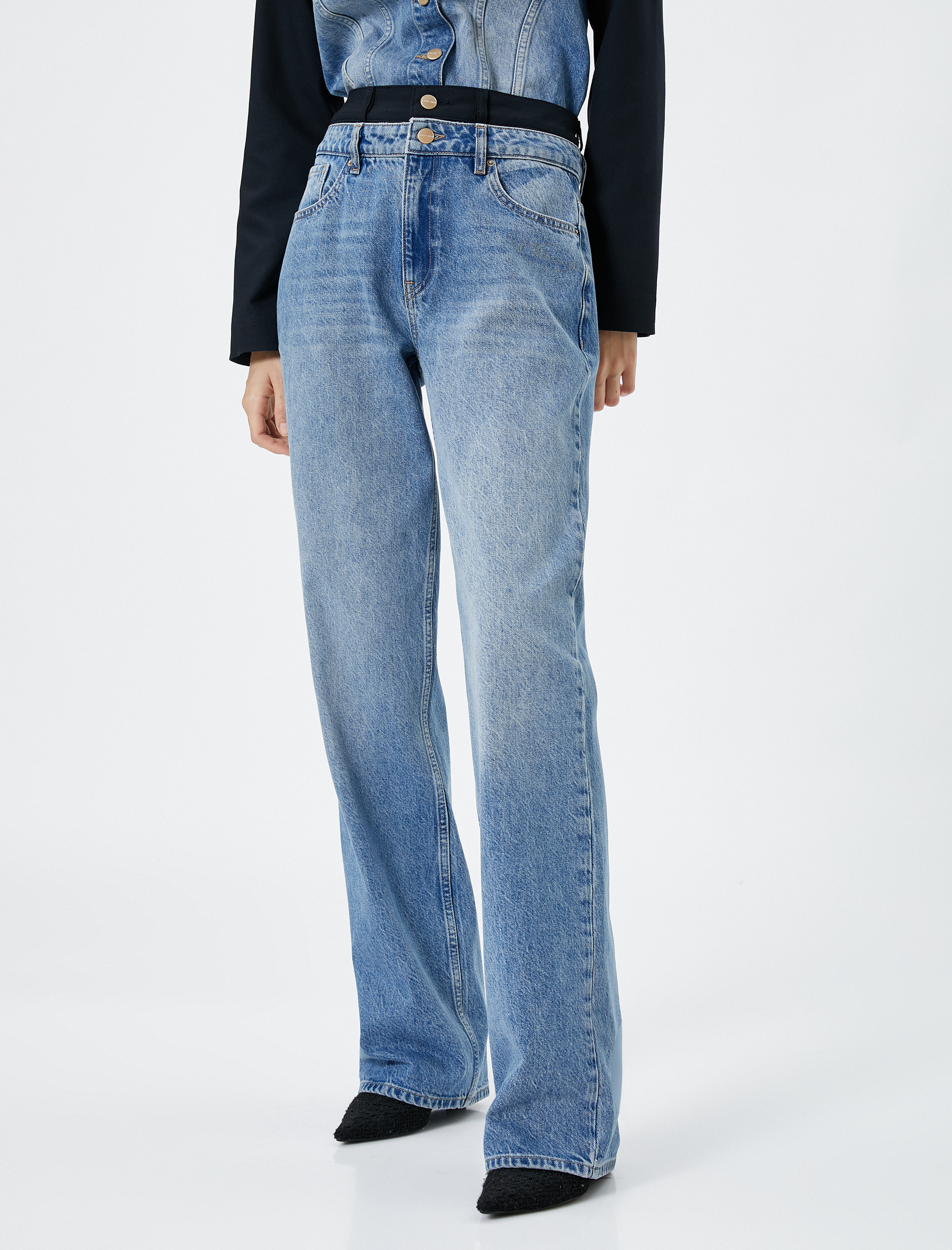   Straight Jean Kot Pantolon Yüksek Bel Düz Paça  - Eve Jeans