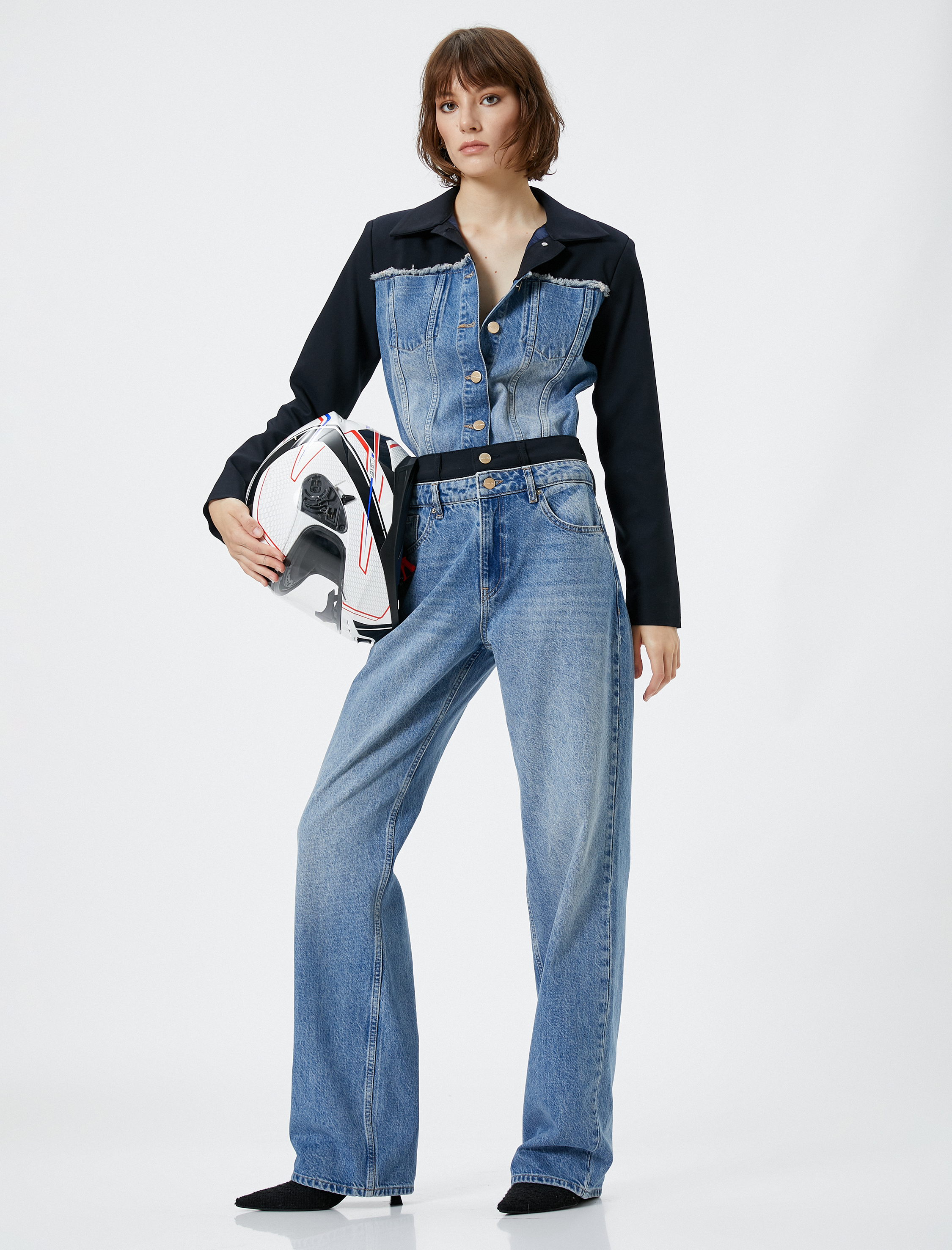   Straight Jean Kot Pantolon Yüksek Bel Düz Paça  - Eve Jeans