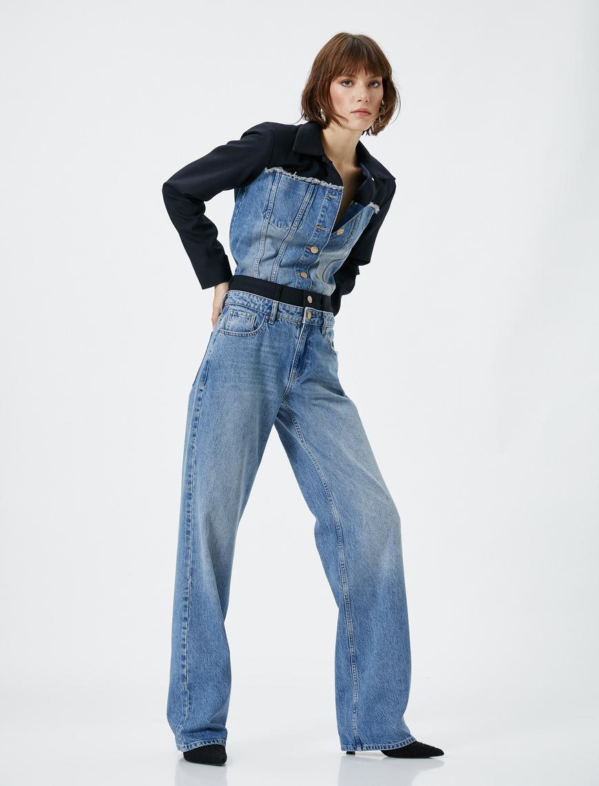   Straight Jean Kot Pantolon Yüksek Bel Düz Paça  - Eve Jeans