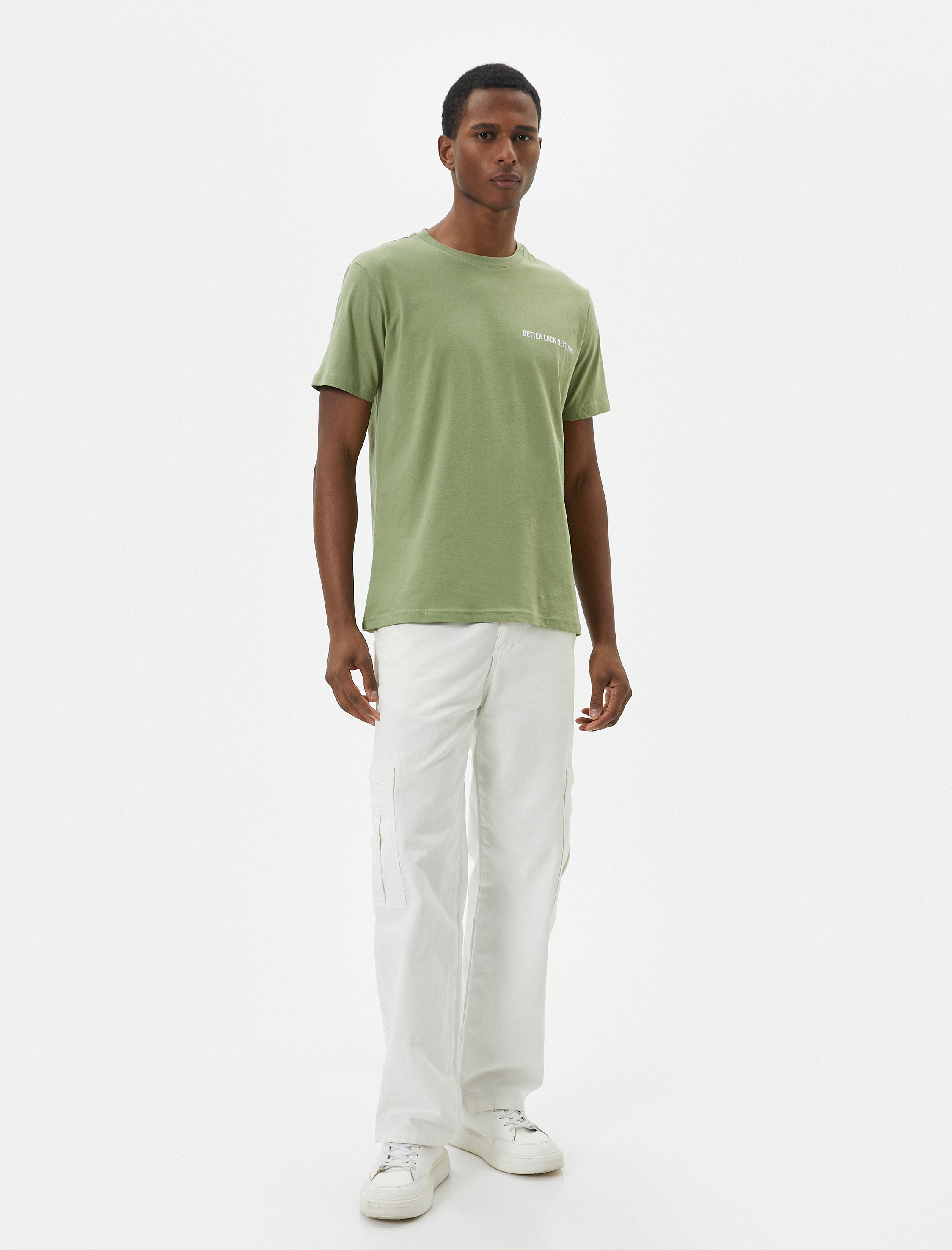   Slogan Baskılı Tişört Slim Fit Bisiklet Yaka Kısa Kollu Pamuklu