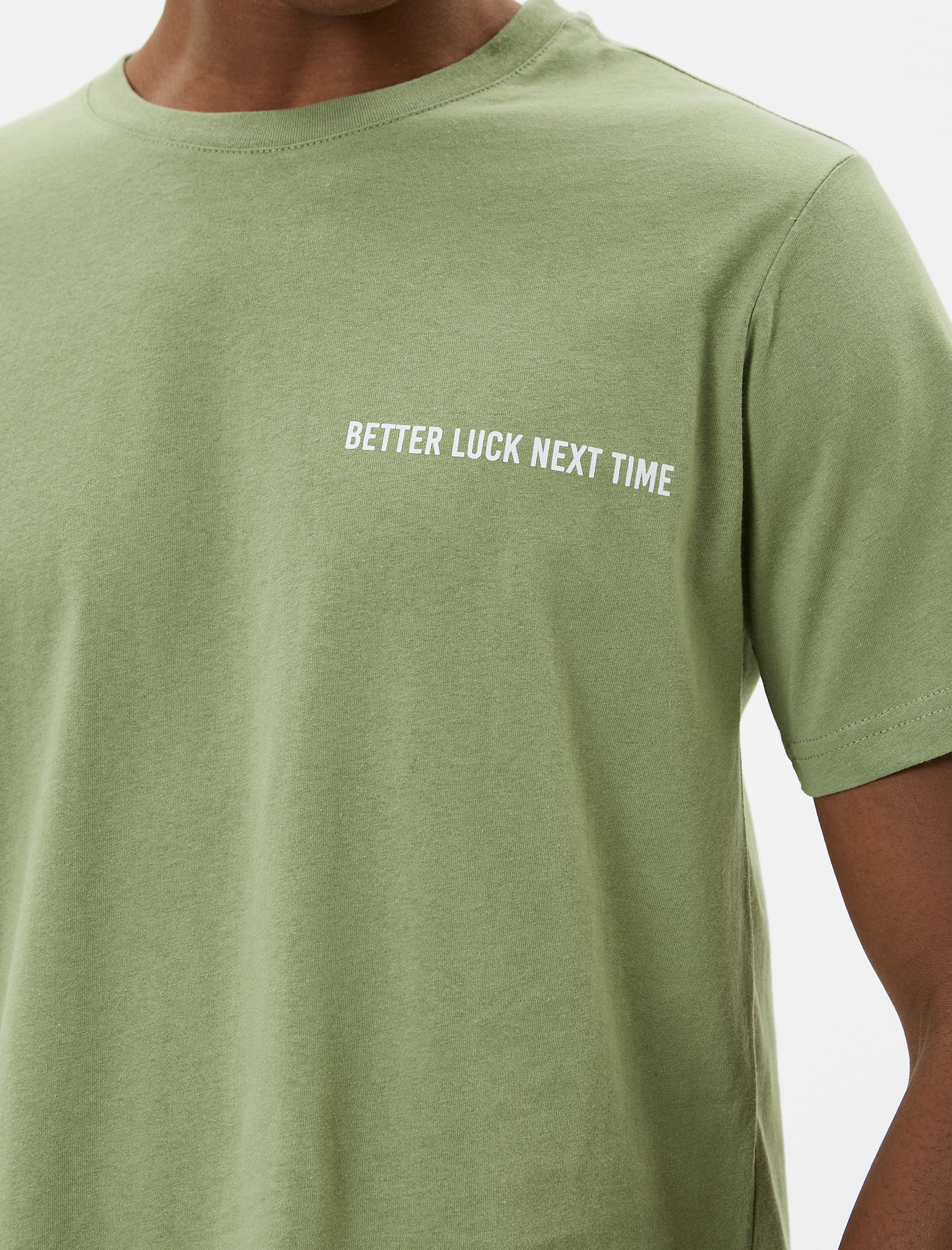   Slogan Baskılı Tişört Slim Fit Bisiklet Yaka Kısa Kollu Pamuklu