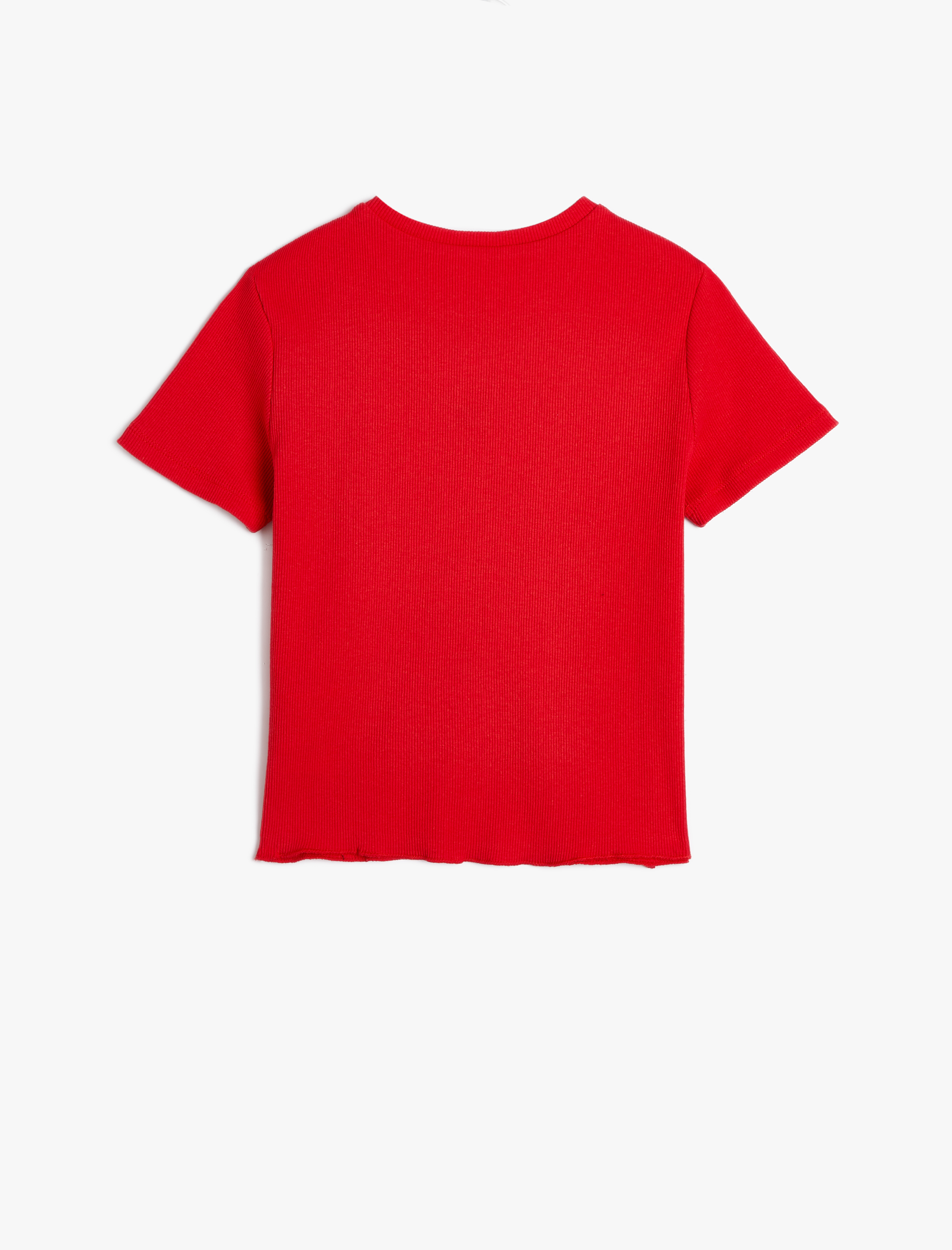  Kız Çocuk Tişört Kısa Kollu Bisiklet Yaka Kalp Pencere Detaylı Kaşkorse