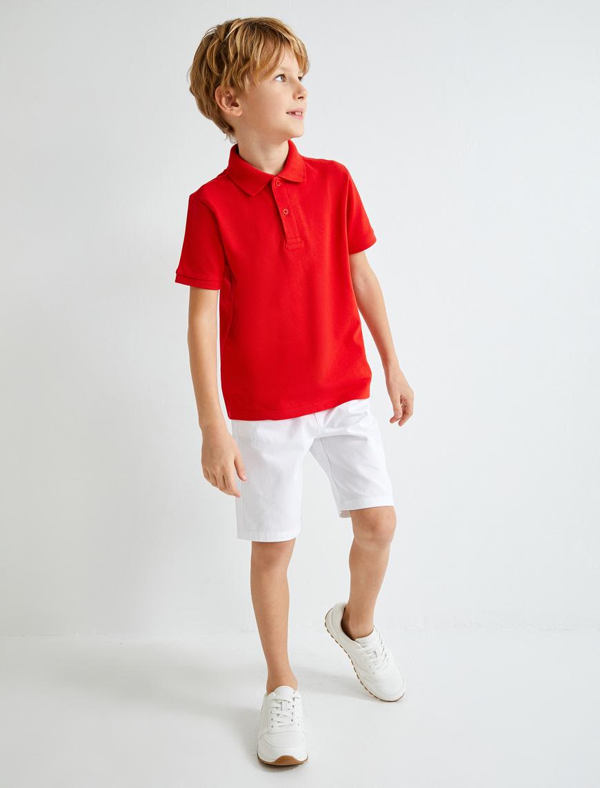  Erkek Çocuk Basic Polo Yaka Tişört Kısa Kollu Pamuklu