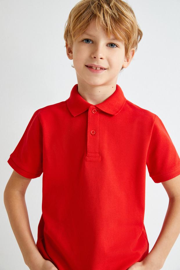 Erkek Çocuk Basic Polo Yaka Tişört Kısa Kollu Pamuklu