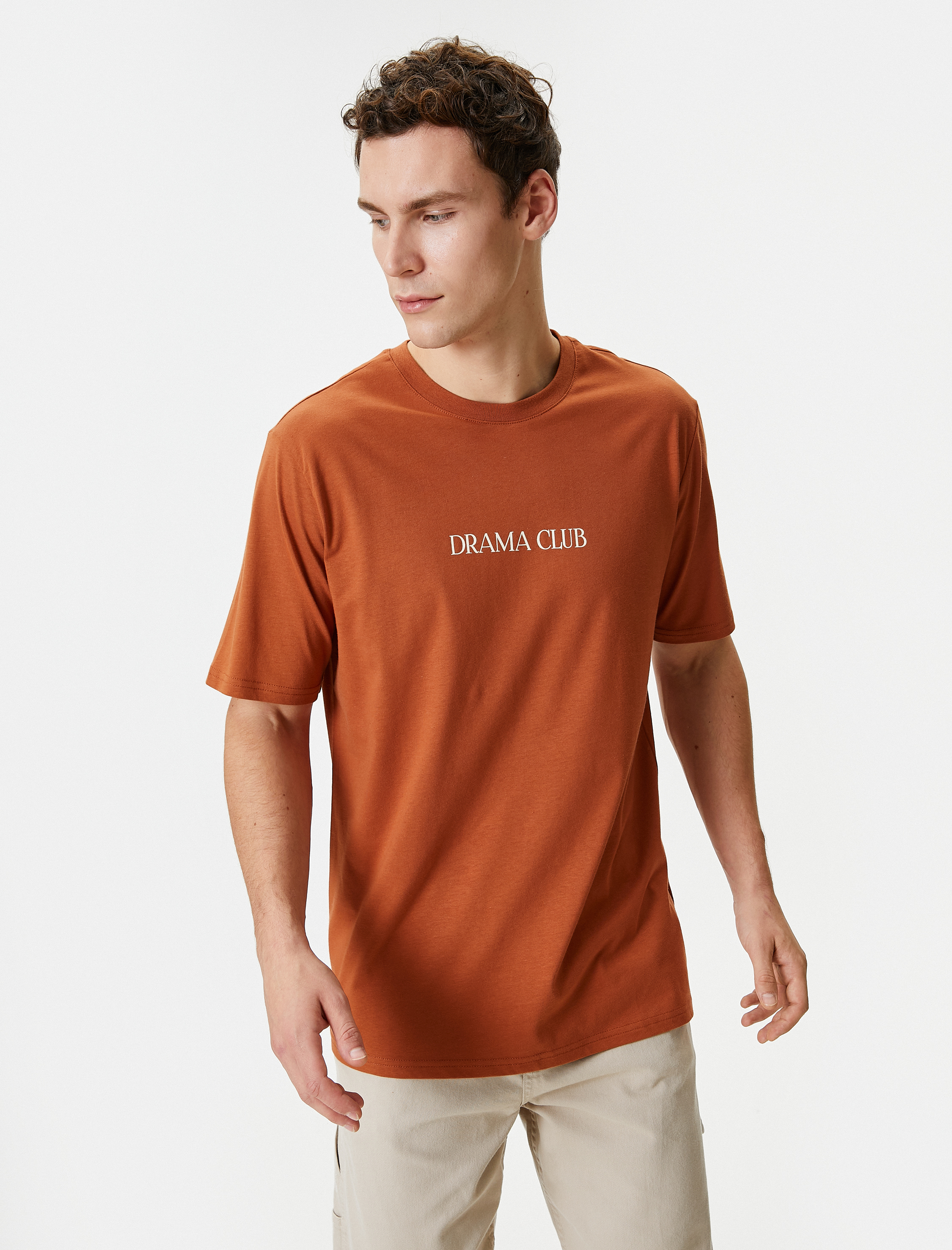   Slogan Baskılı Tişört Bisiklet Yaka Kısa Kollu Pamuklu