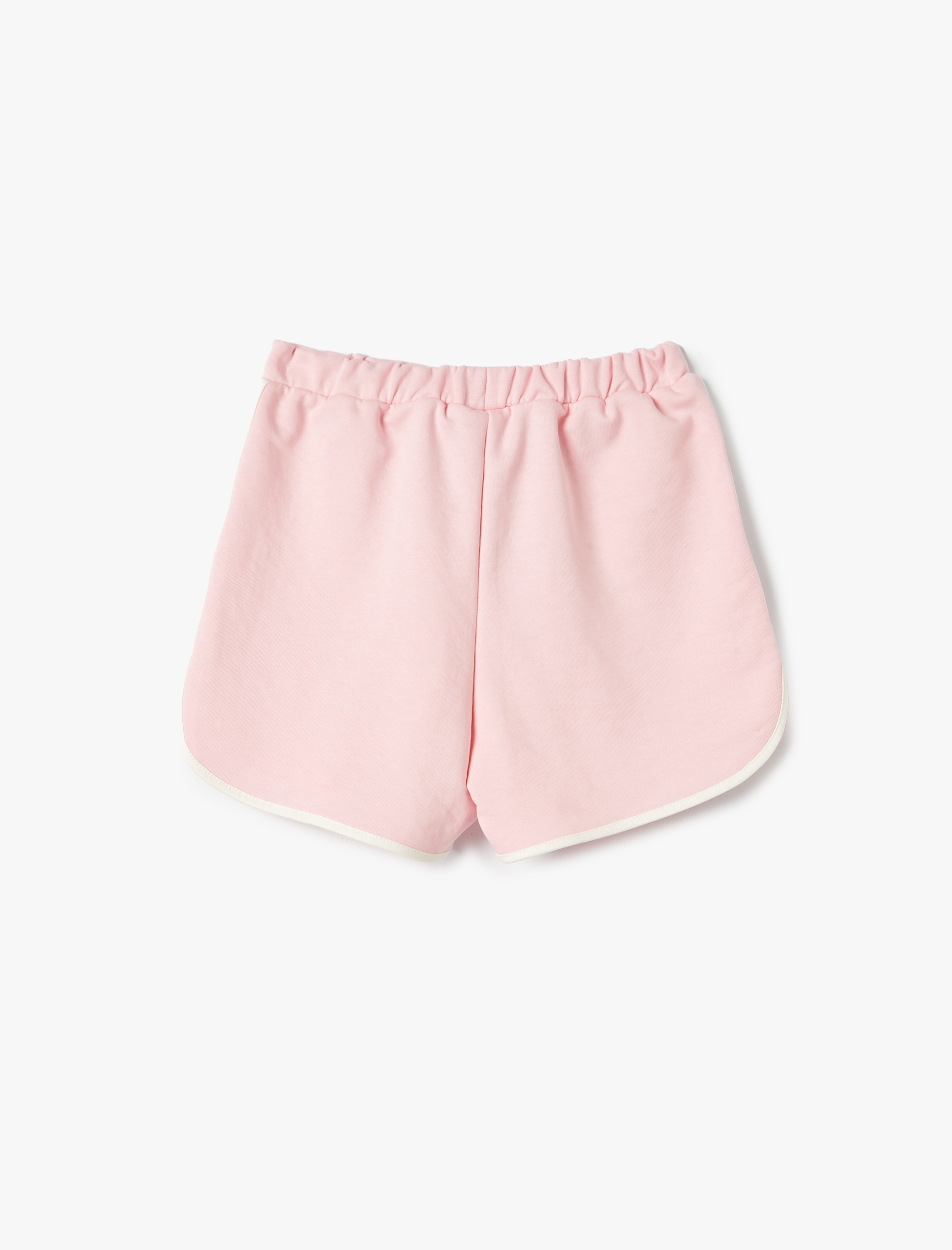  Kız Çocuk Slogan İşlemeli Şort Rahat Kesim Beli Bağcıklı Biyeli