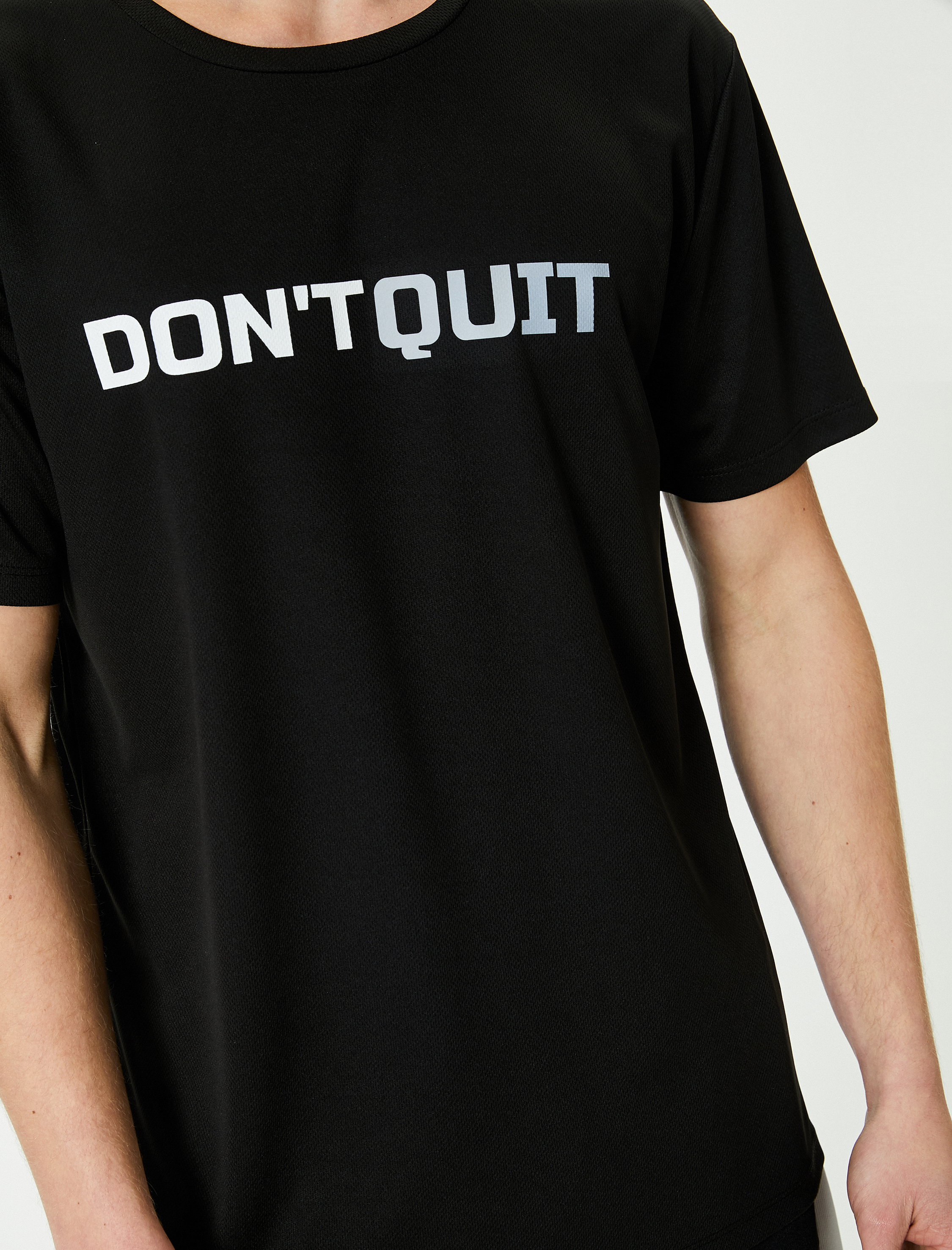   Spor Tişört Slogan Baskılı Bisiklet Yaka Kısa Kollu