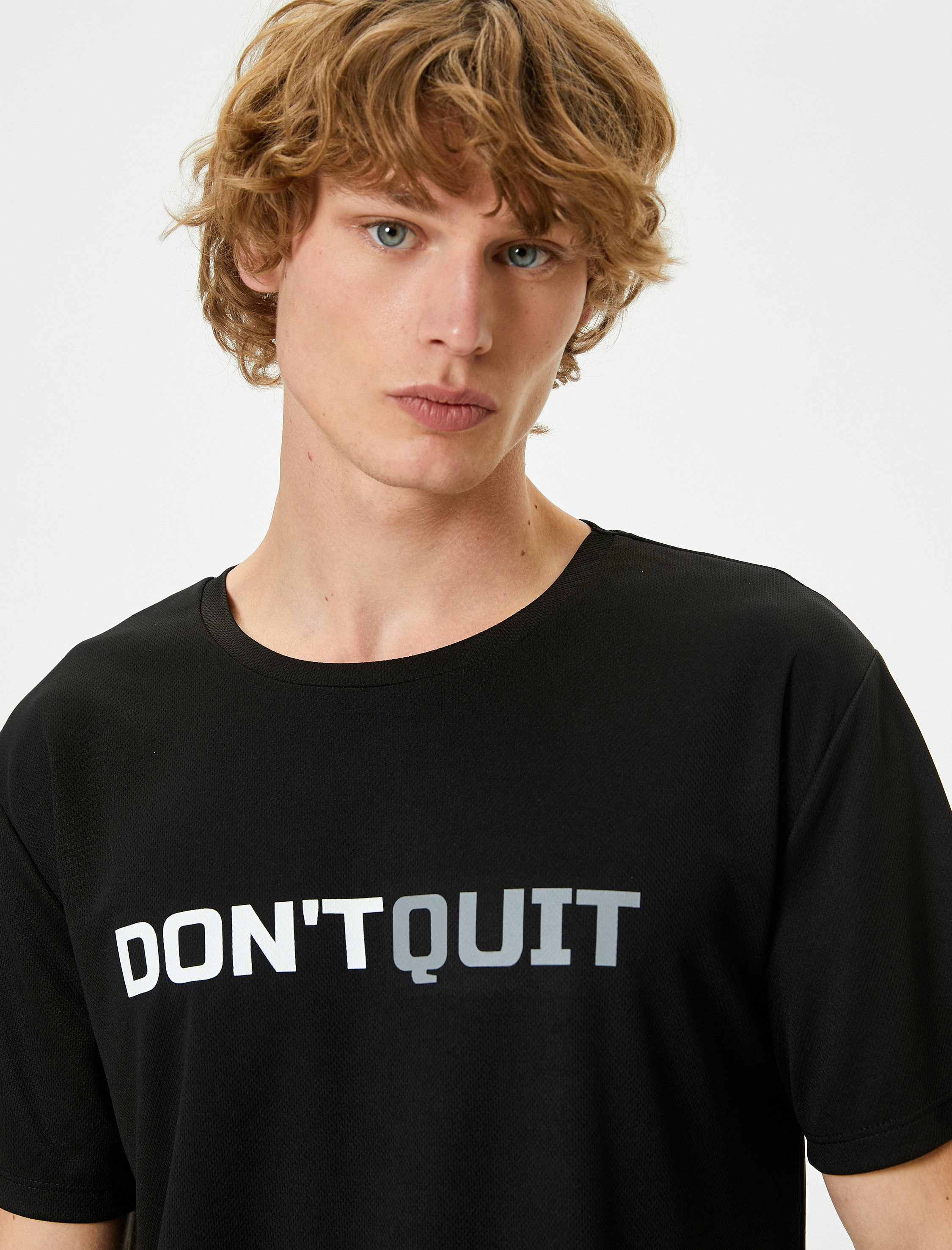   Spor Tişört Slogan Baskılı Bisiklet Yaka Kısa Kollu